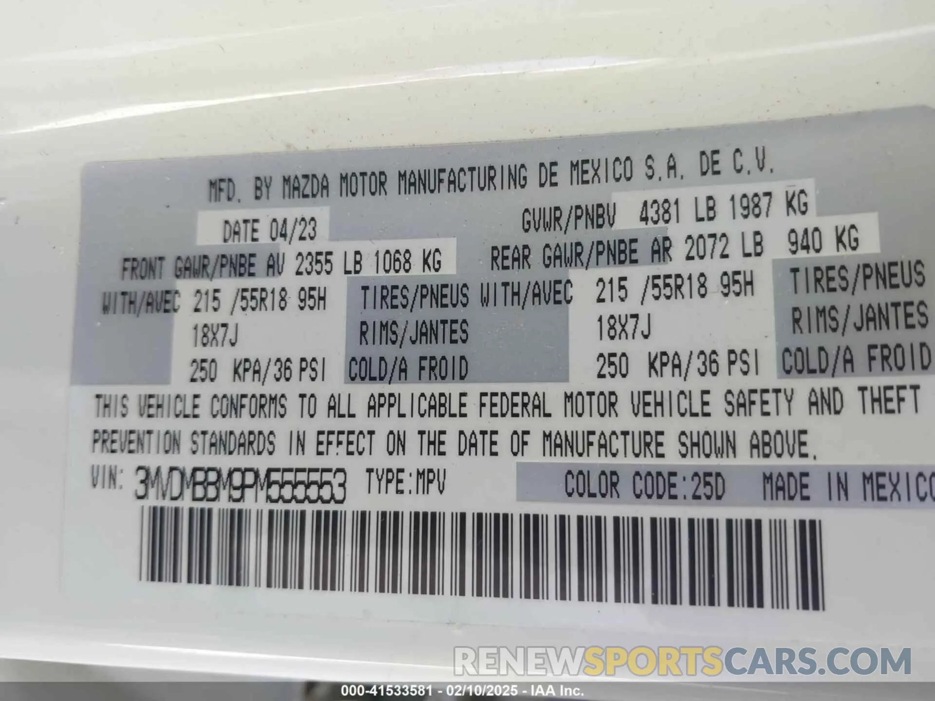 9 Photograph of a damaged car 3MVDMBBM9PM555553 MAZDA CX-30 2023