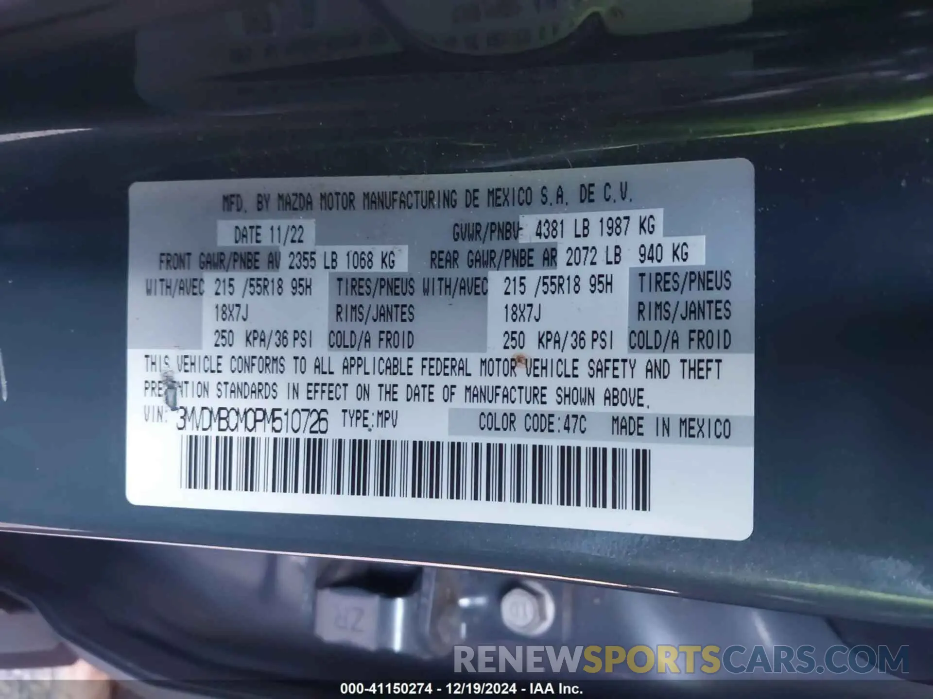 9 Photograph of a damaged car 3MVDMBCM0PM510726 MAZDA CX-30 2023