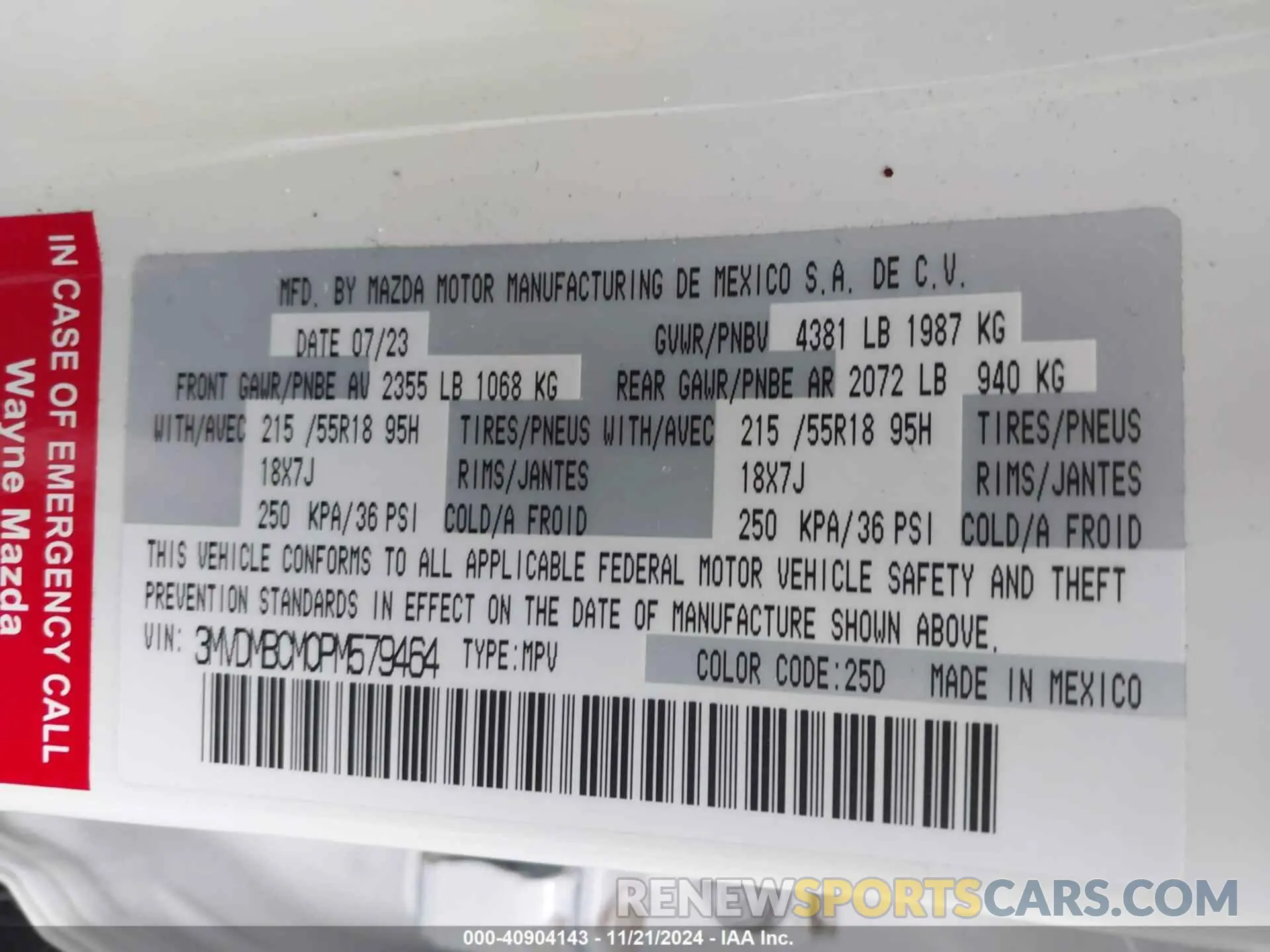 9 Photograph of a damaged car 3MVDMBCM0PM579464 MAZDA CX-30 2023