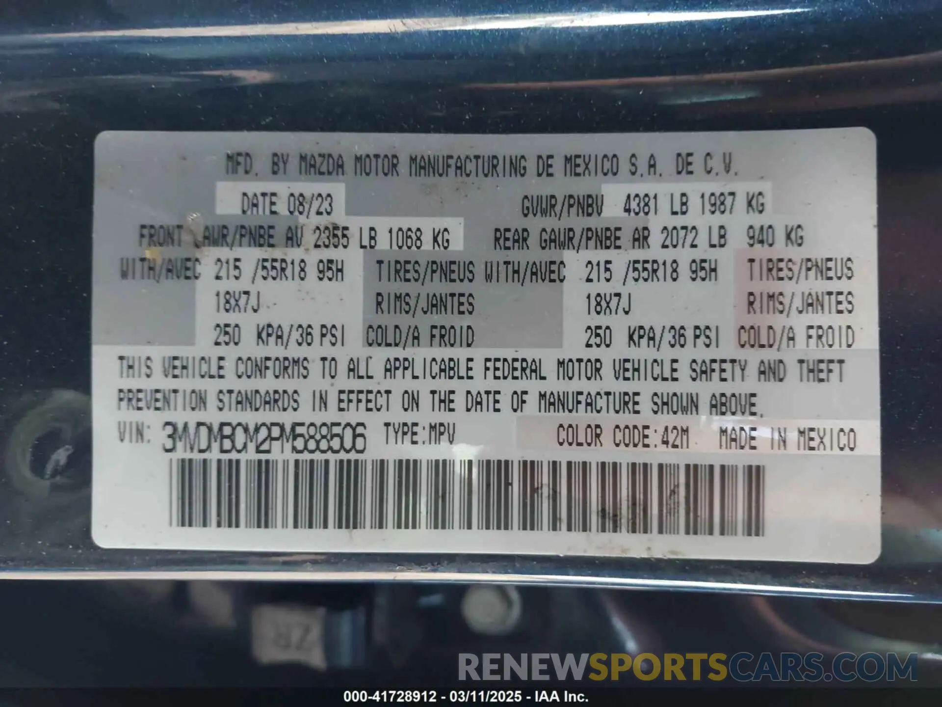 9 Photograph of a damaged car 3MVDMBCM2PM588506 MAZDA CX-30 2023