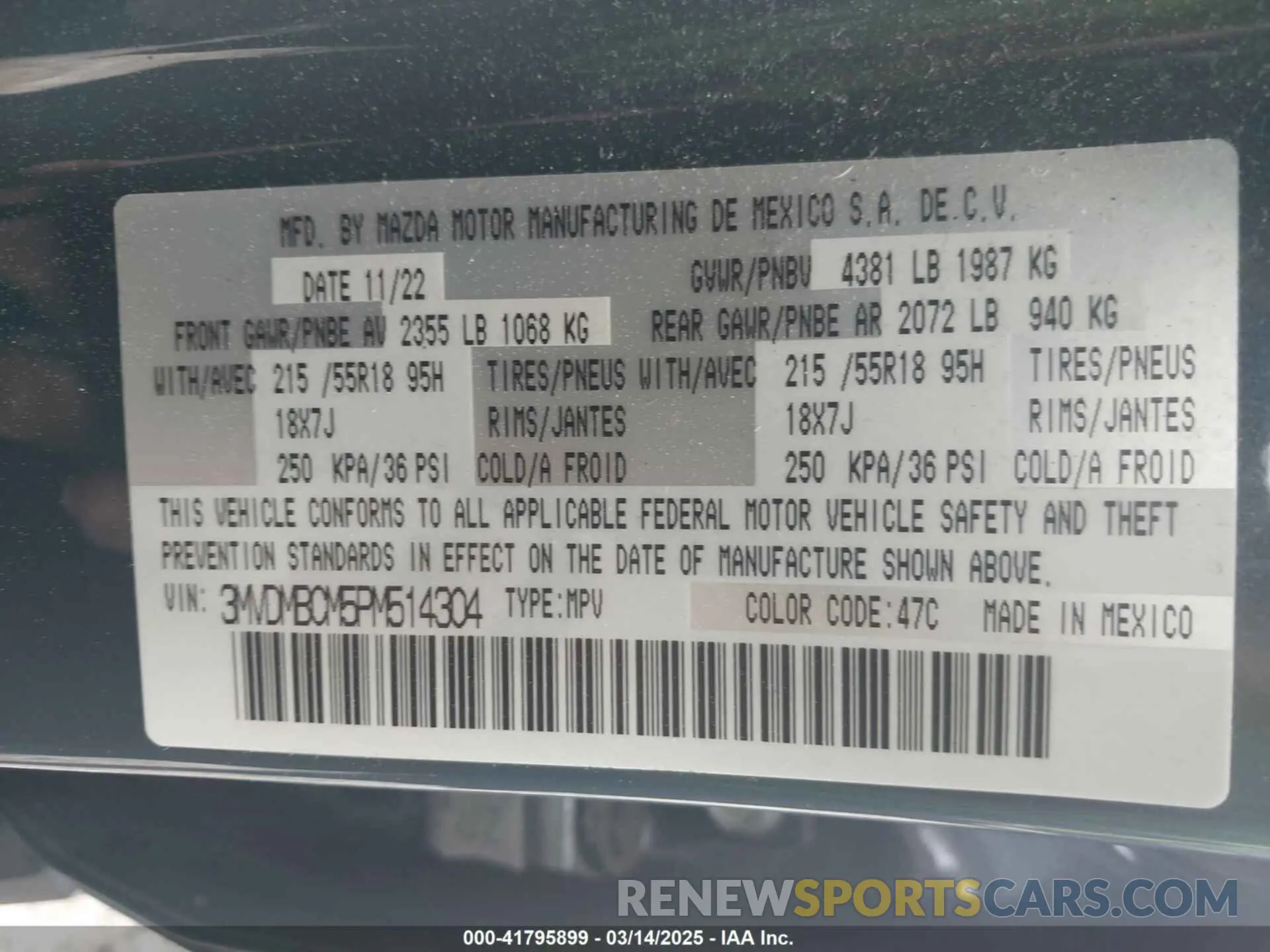9 Photograph of a damaged car 3MVDMBCM5PM514304 MAZDA CX-30 2023