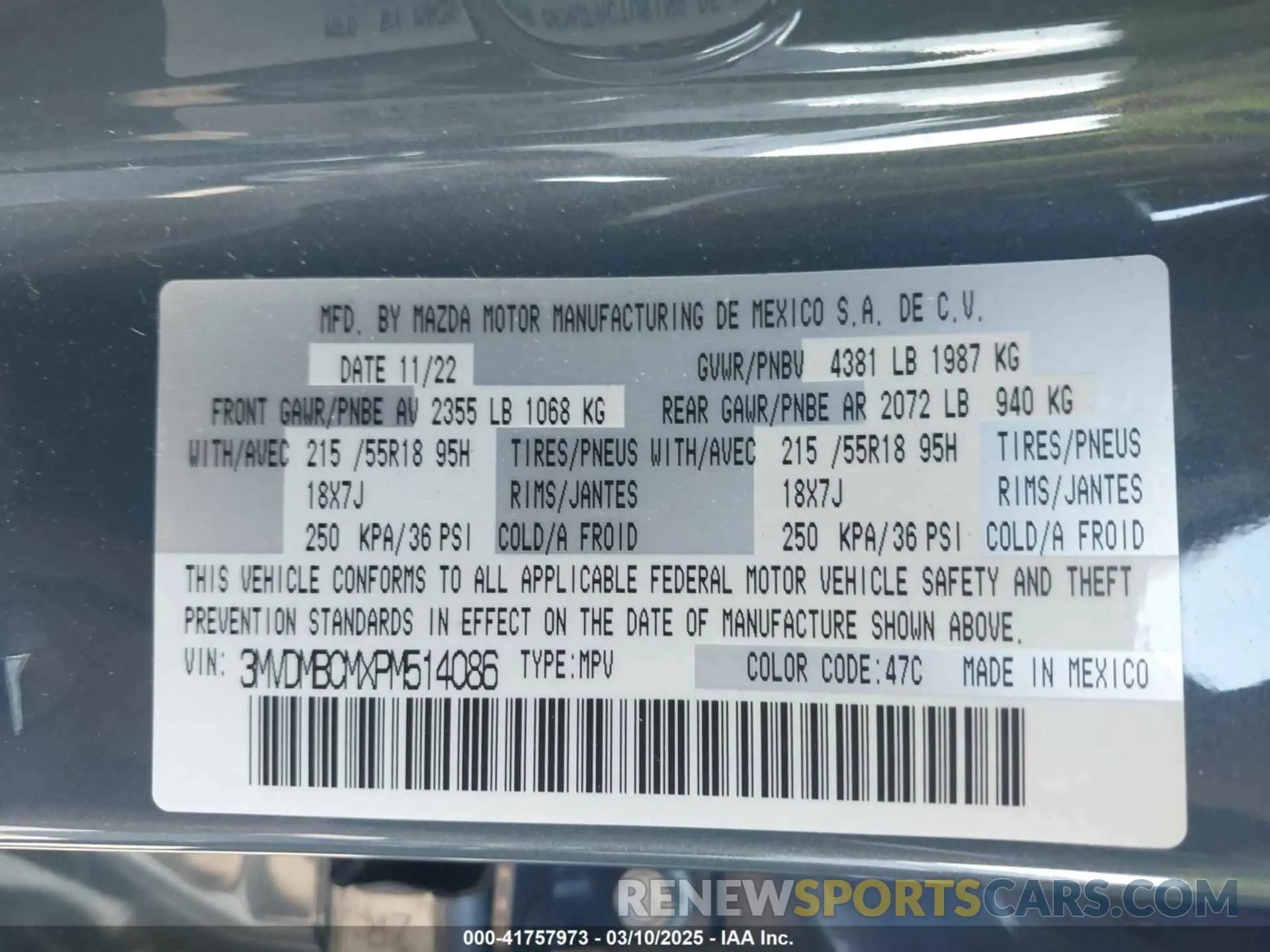9 Photograph of a damaged car 3MVDMBCMXPM514086 MAZDA CX-30 2023