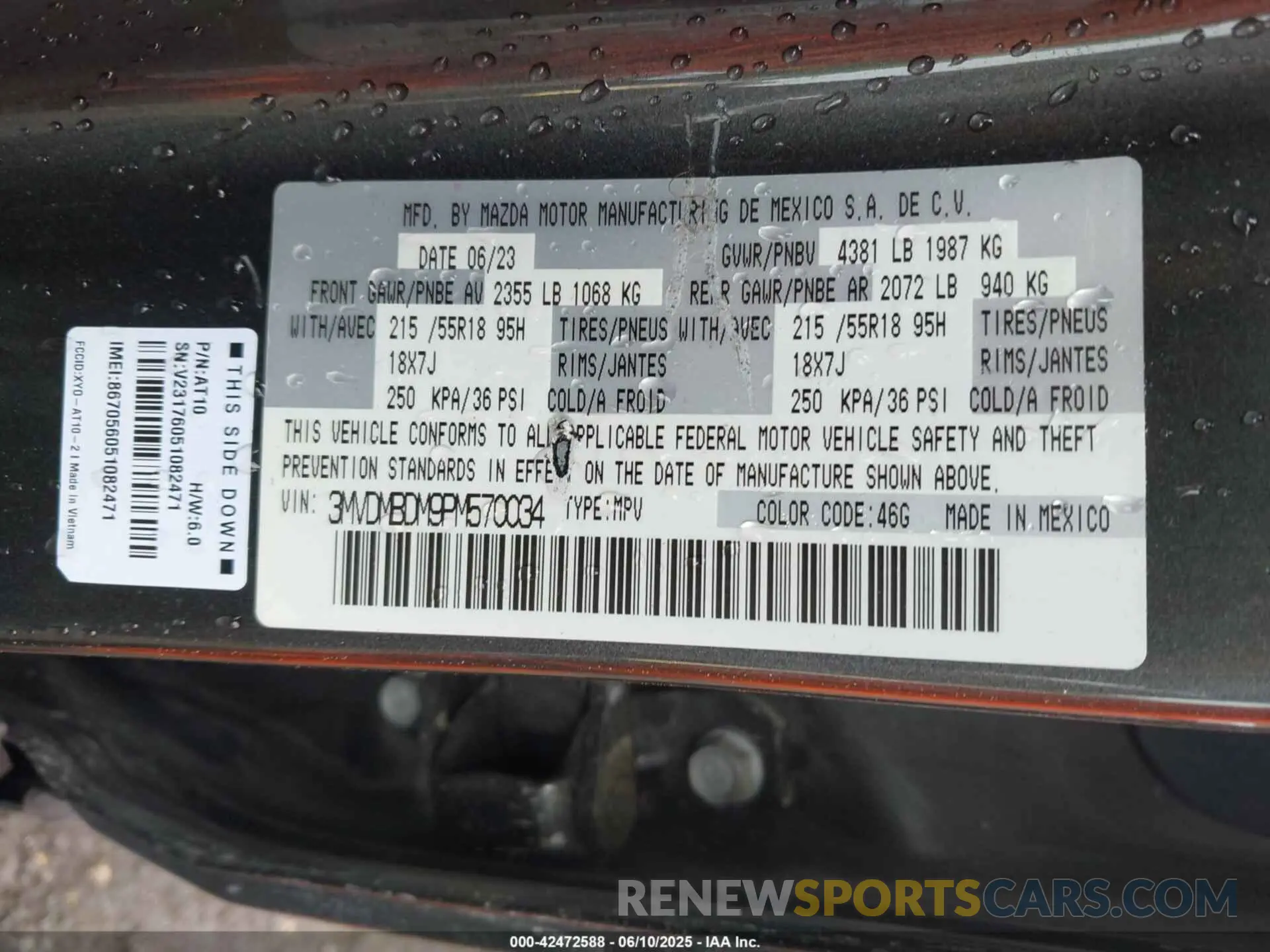 9 Photograph of a damaged car 3MVDMBDM9PM570034 MAZDA CX-30 2023