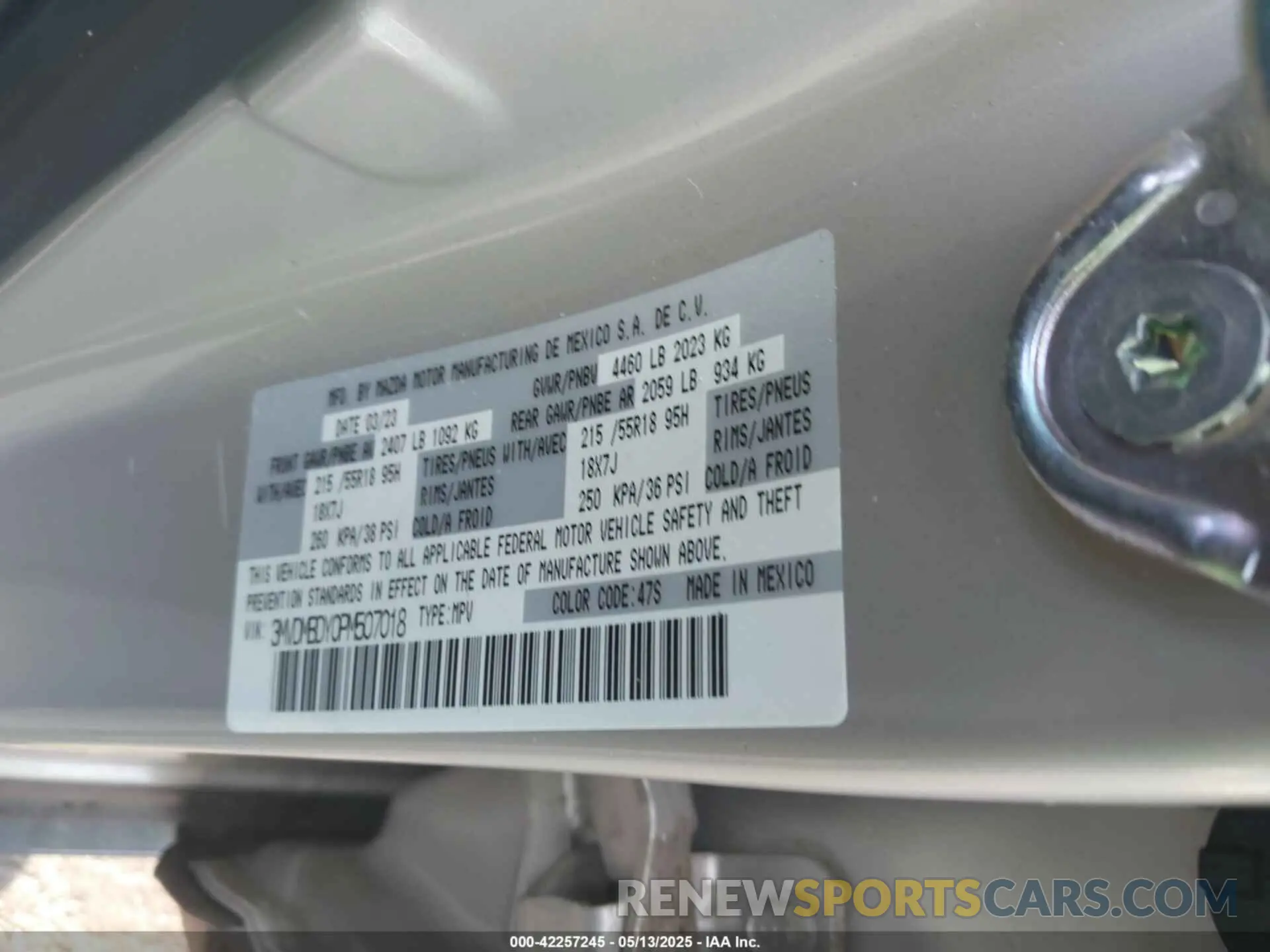 9 Photograph of a damaged car 3MVDMBDY0PM507018 MAZDA CX-30 2023