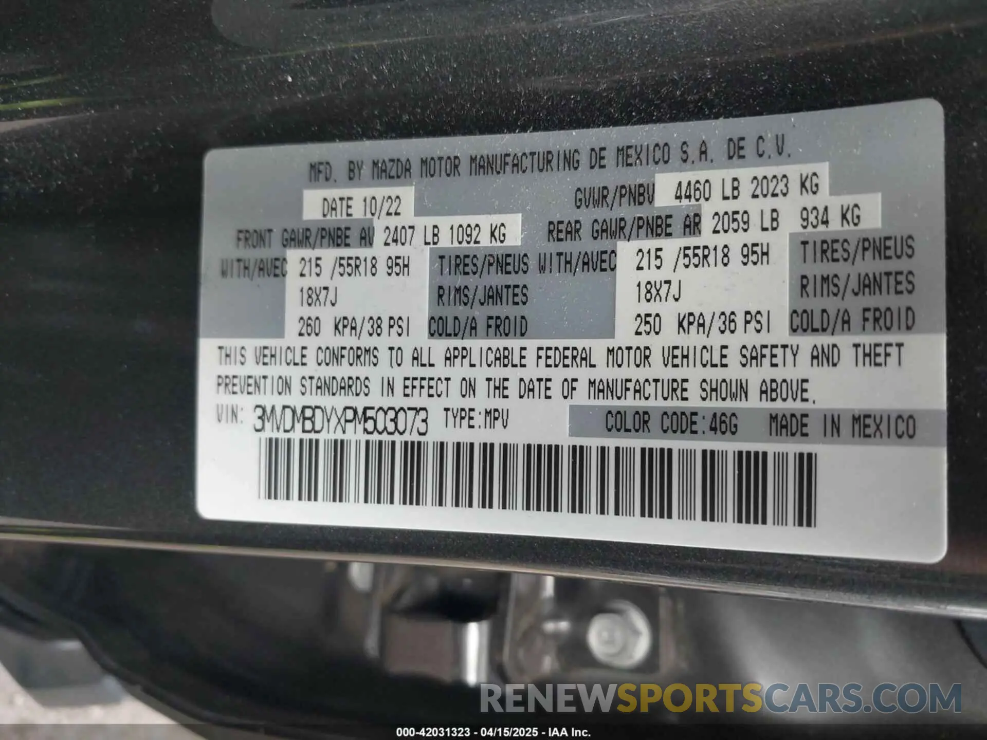 9 Photograph of a damaged car 3MVDMBDYXPM503073 MAZDA CX-30 2023