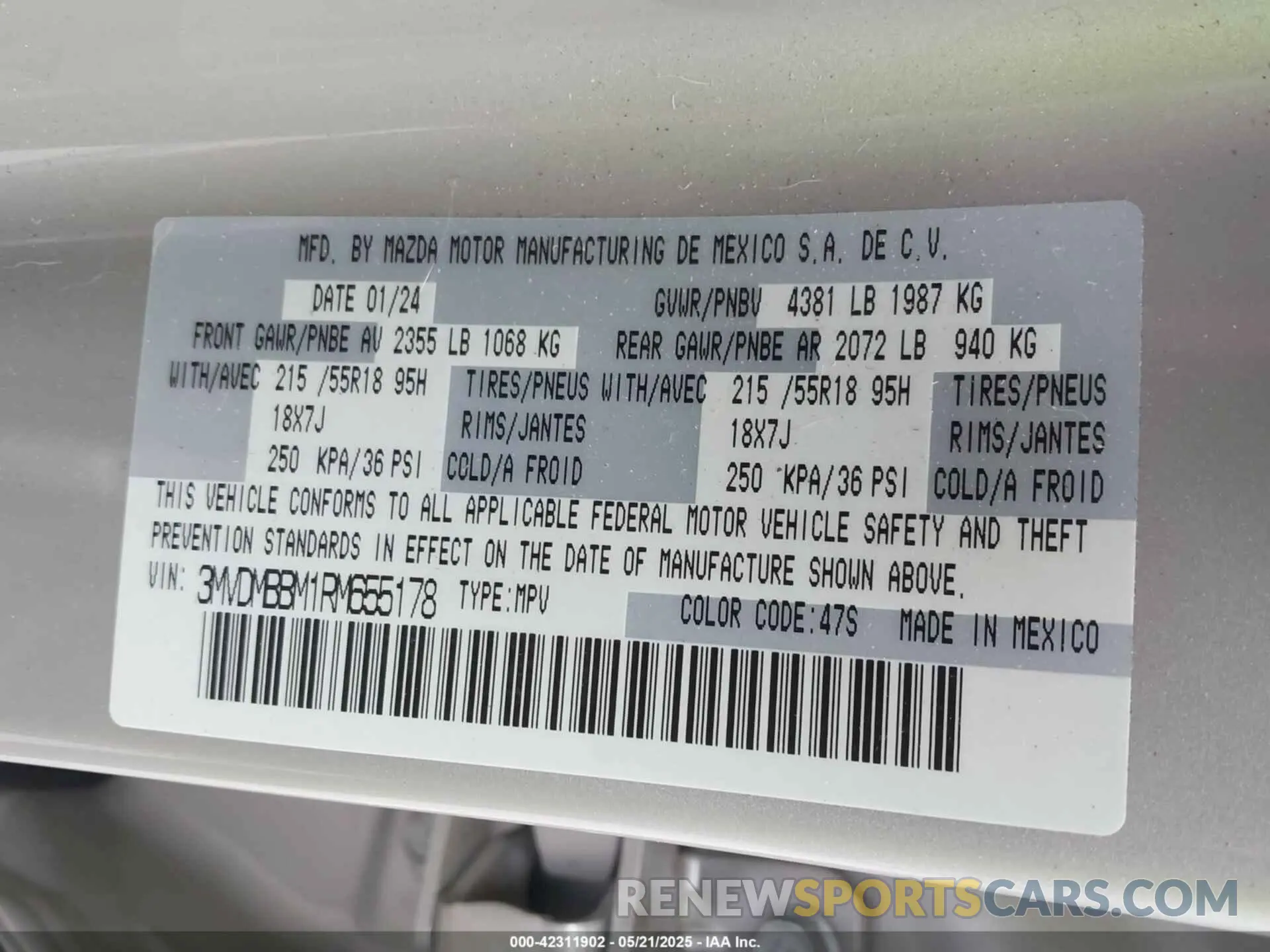 9 Photograph of a damaged car 3MVDMBBM1RM655178 MAZDA CX-30 2024