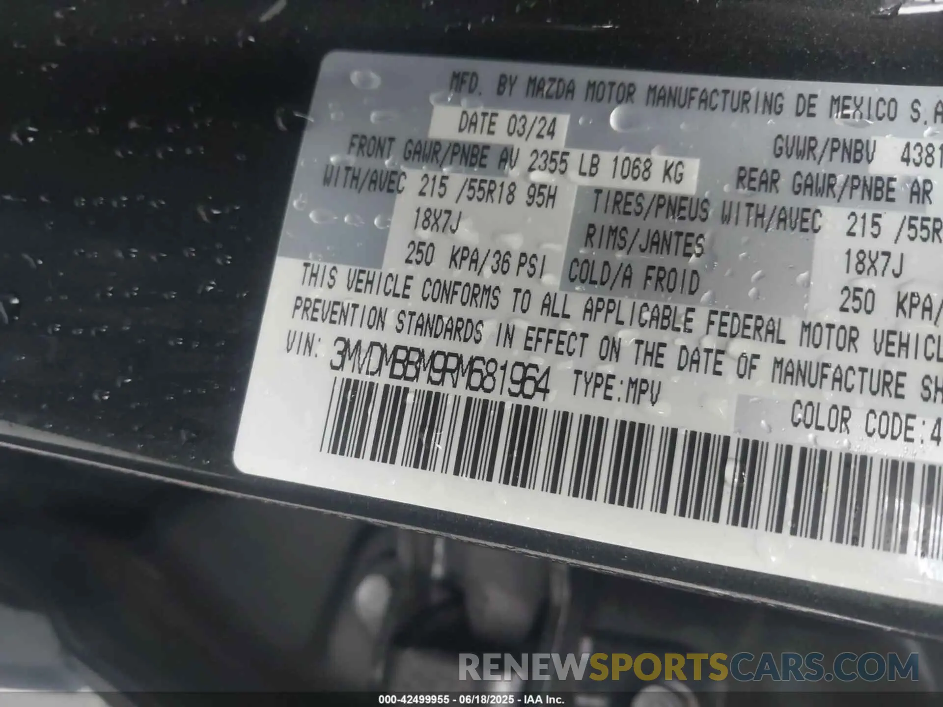 9 Photograph of a damaged car 3MVDMBBM9RM681964 MAZDA CX-30 2024