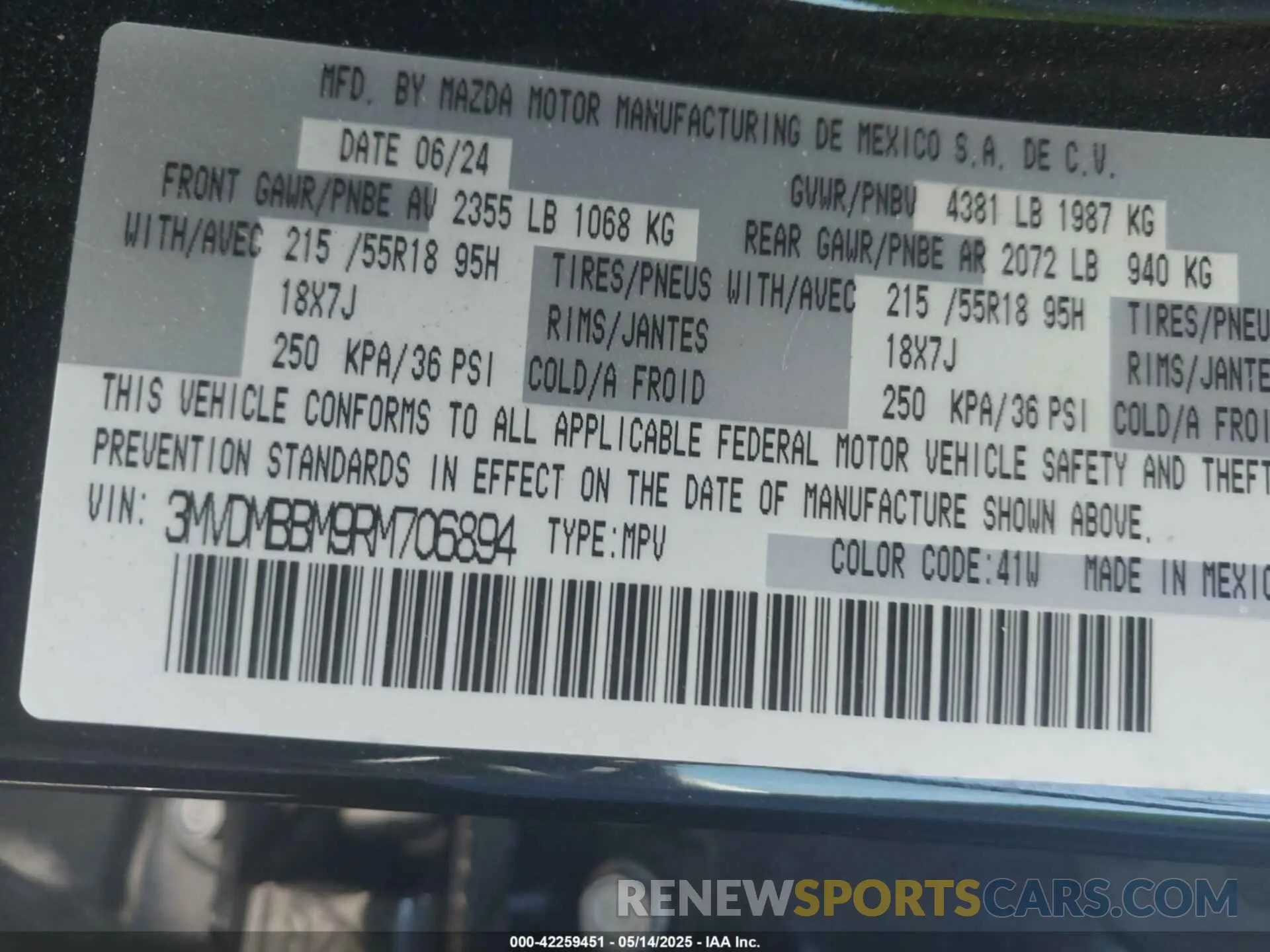 9 Photograph of a damaged car 3MVDMBBM9RM706894 MAZDA CX-30 2024