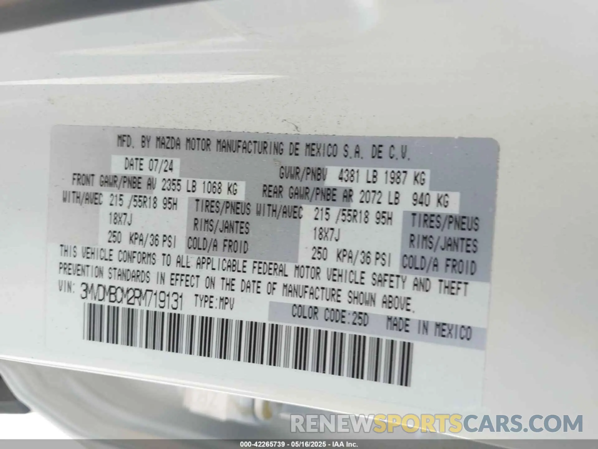 9 Photograph of a damaged car 3MVDMBCM2RM719131 MAZDA CX-30 2024