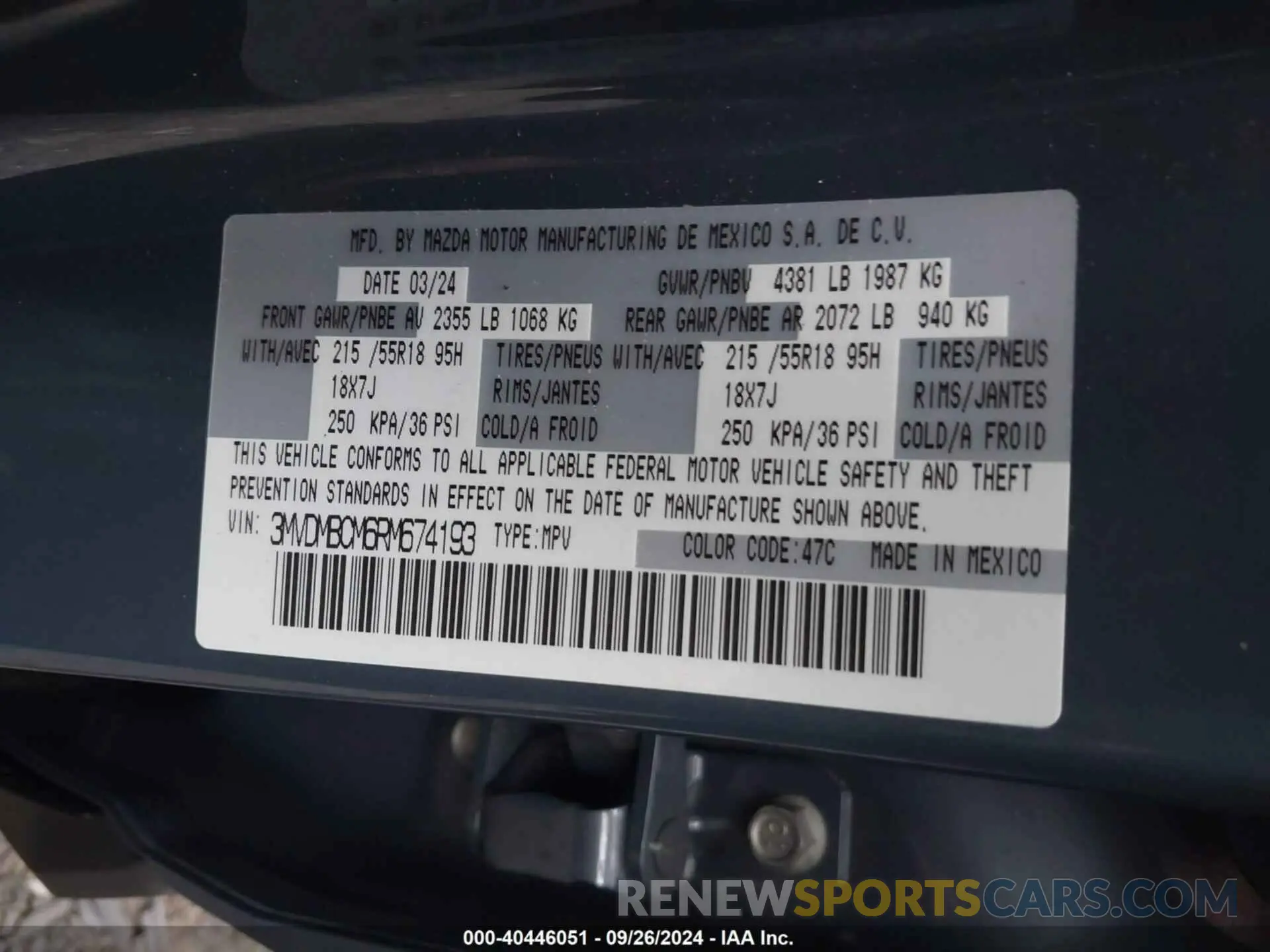 9 Photograph of a damaged car 3MVDMBCM6RM674193 MAZDA CX-30 2024