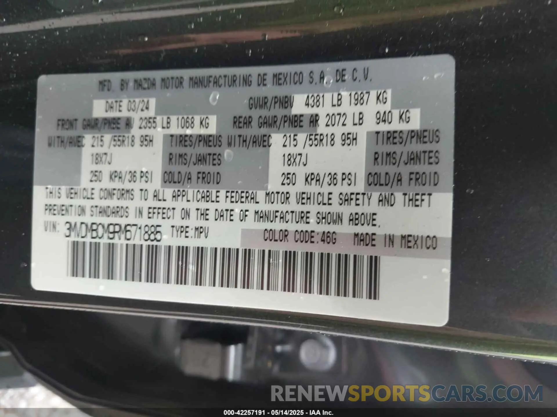 9 Photograph of a damaged car 3MVDMBCM9RM671885 MAZDA CX-30 2024