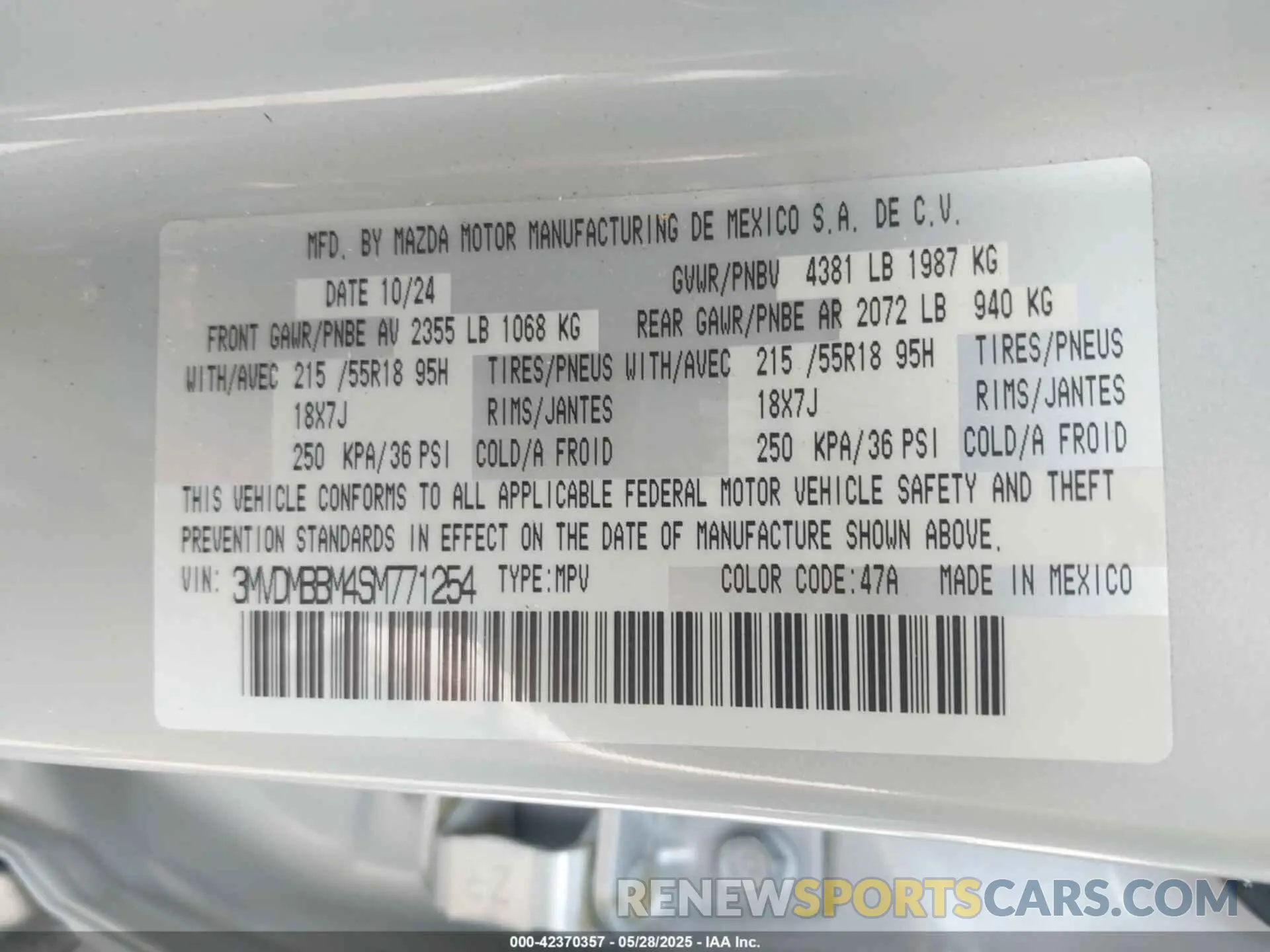 9 Photograph of a damaged car 3MVDMBBM4SM771254 MAZDA CX-30 2025
