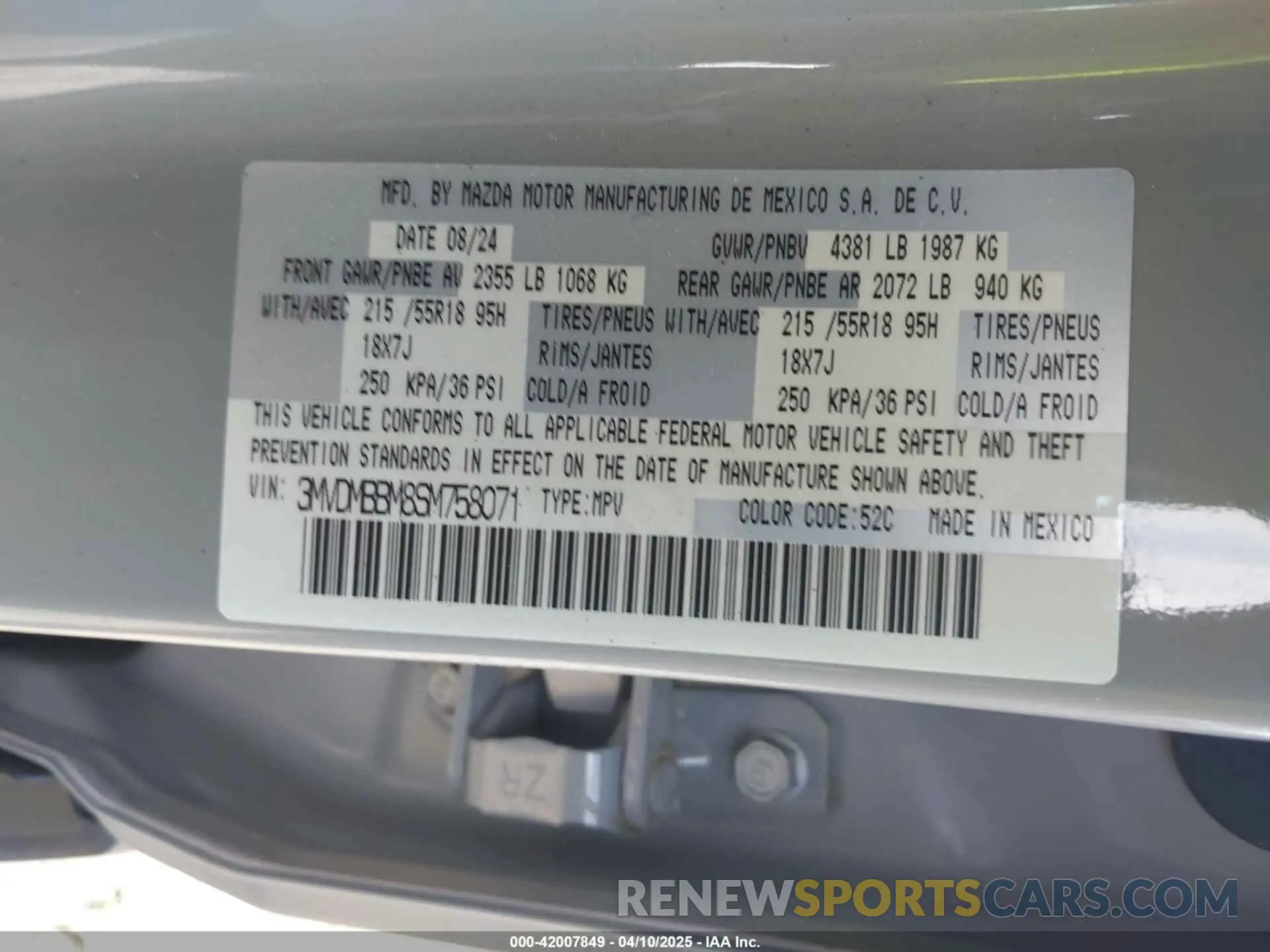 9 Photograph of a damaged car 3MVDMBBM8SM758071 MAZDA CX-30 2025