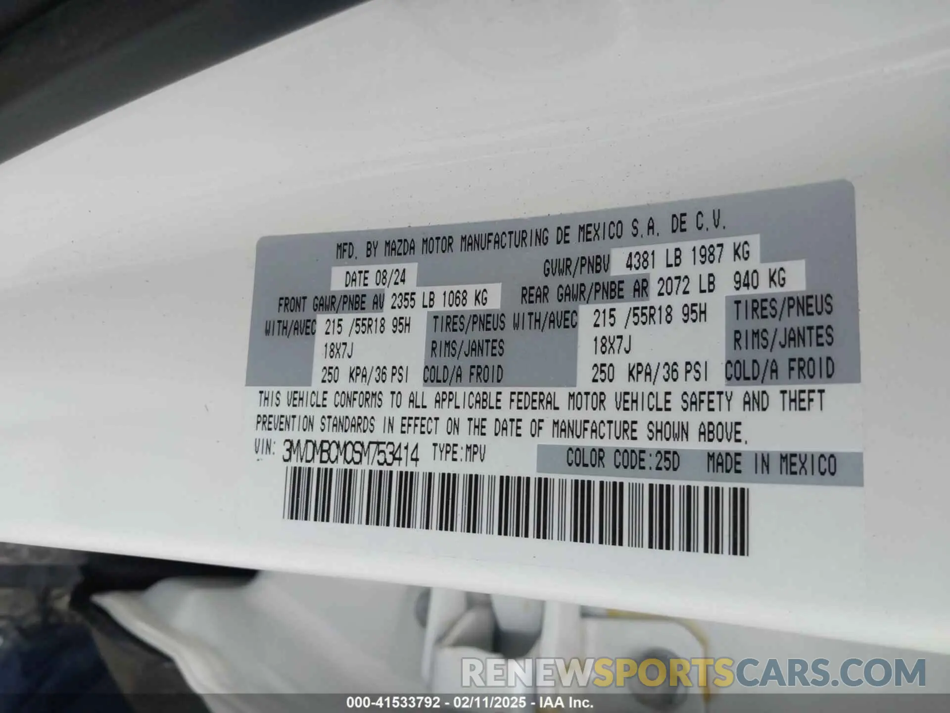 9 Photograph of a damaged car 3MVDMBCM0SM753414 MAZDA CX-30 2025