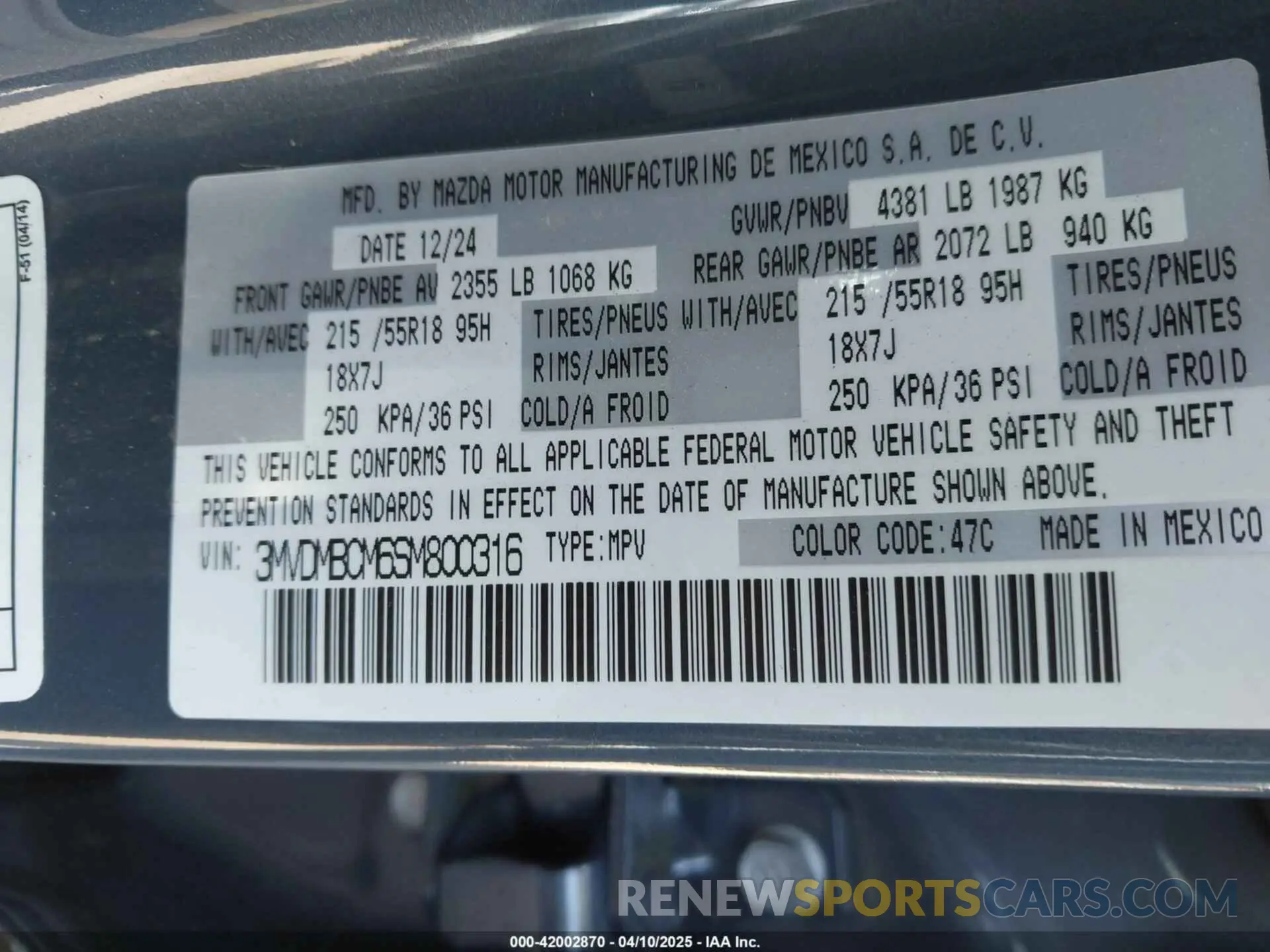 9 Photograph of a damaged car 3MVDMBCM6SM800316 MAZDA CX-30 2025