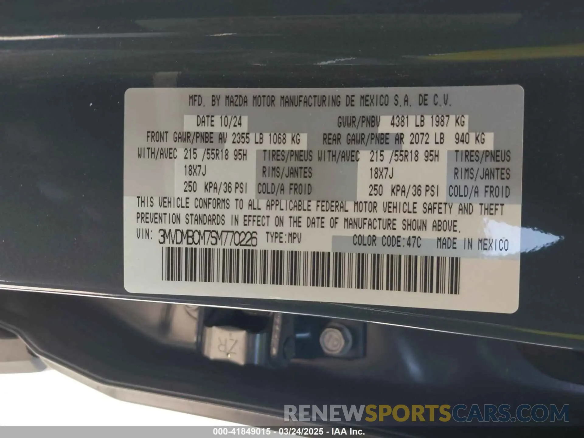 9 Photograph of a damaged car 3MVDMBCM7SM770226 MAZDA CX-30 2025