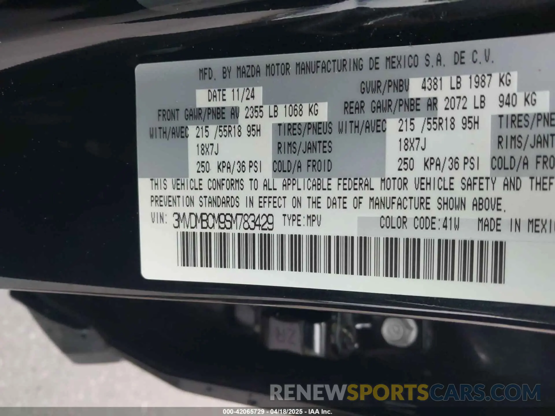 9 Photograph of a damaged car 3MVDMBCM9SM783429 MAZDA CX-30 2025