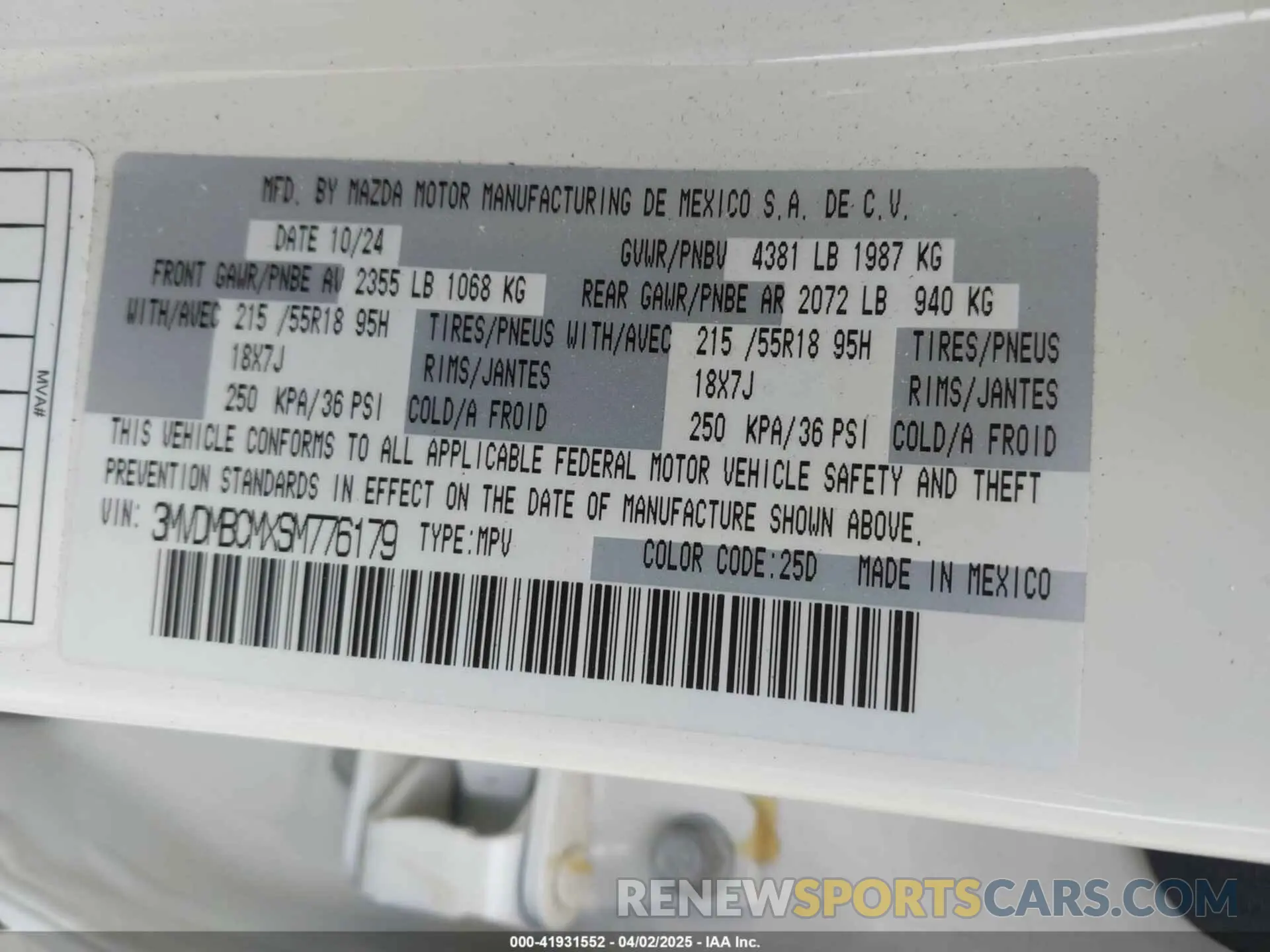 9 Photograph of a damaged car 3MVDMBCMXSM776179 MAZDA CX-30 2025