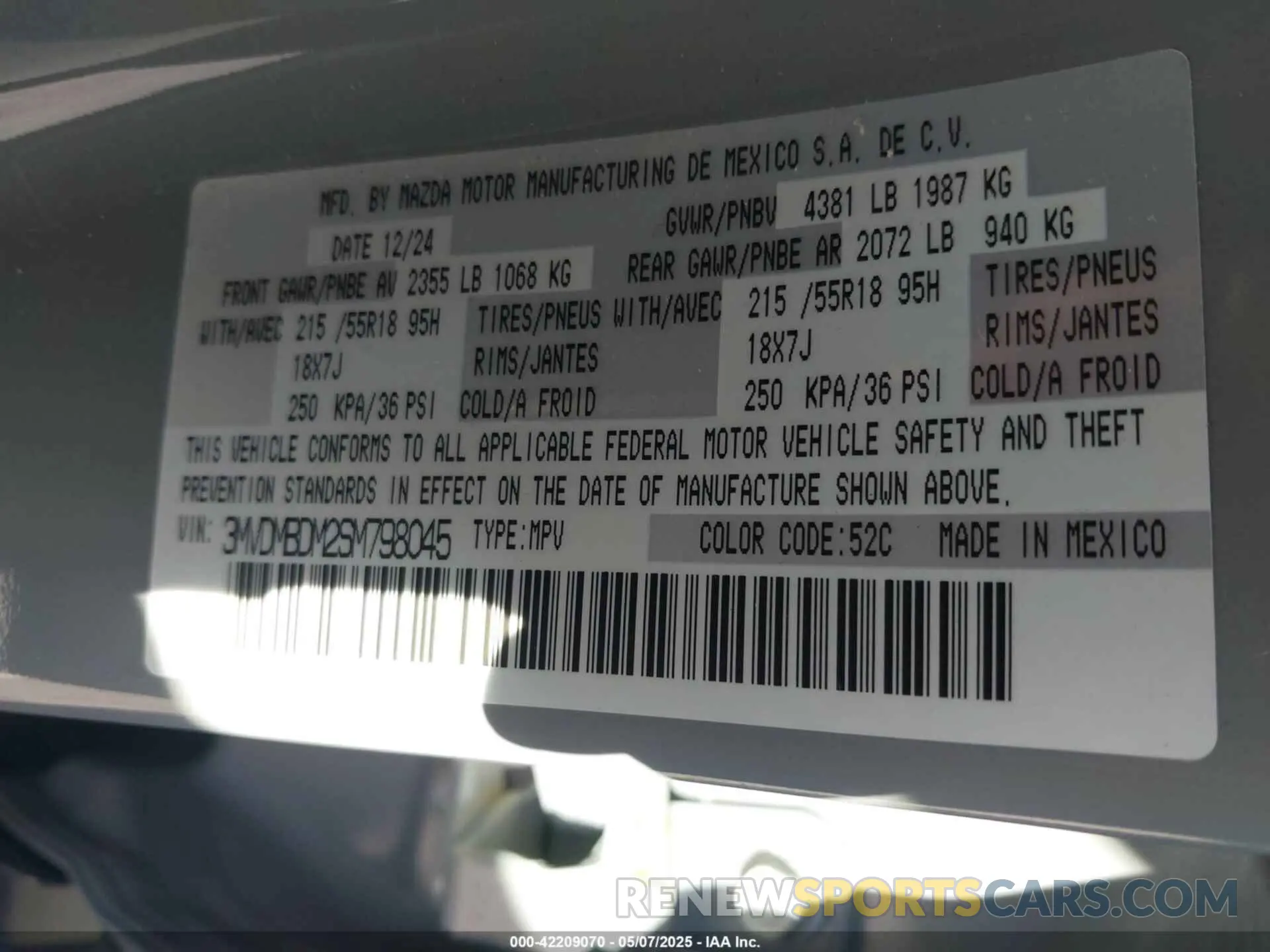 9 Photograph of a damaged car 3MVDMBDM2SM798045 MAZDA CX-30 2025