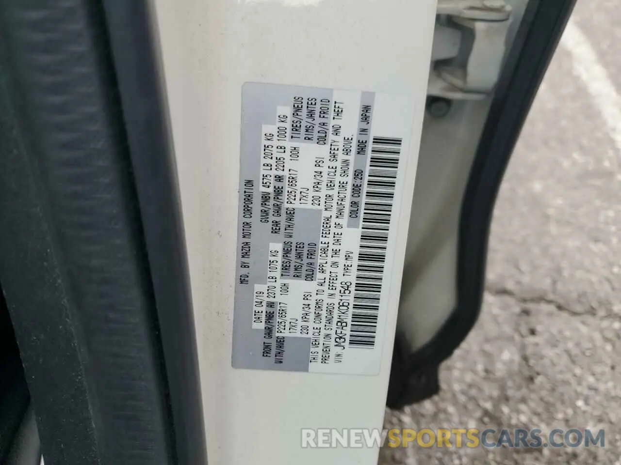 14 Photograph of a damaged car JM3KFABM1K0611548 MAZDA CX-5 2019