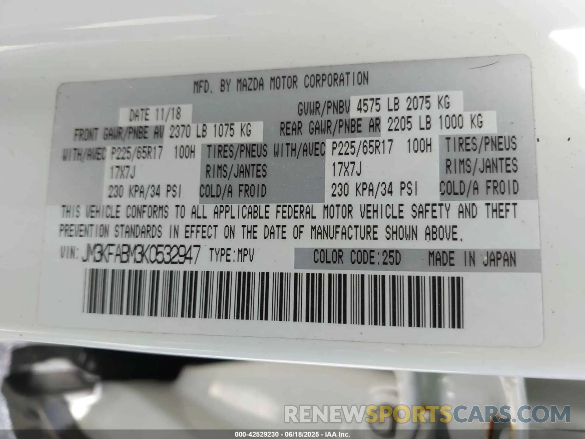 9 Photograph of a damaged car JM3KFABM3K0532947 MAZDA CX-5 2019