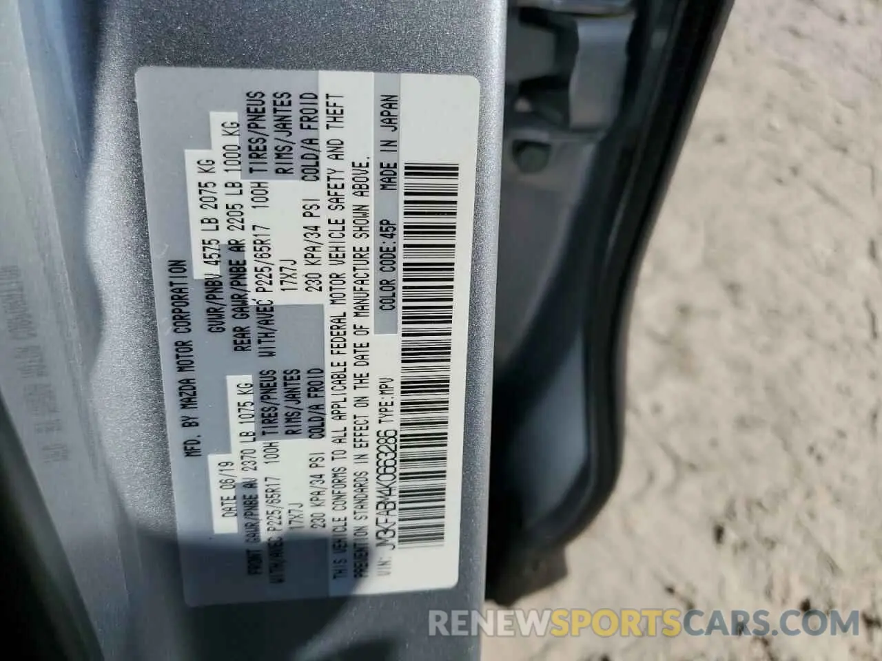 13 Photograph of a damaged car JM3KFABM4K0663286 MAZDA CX-5 2019