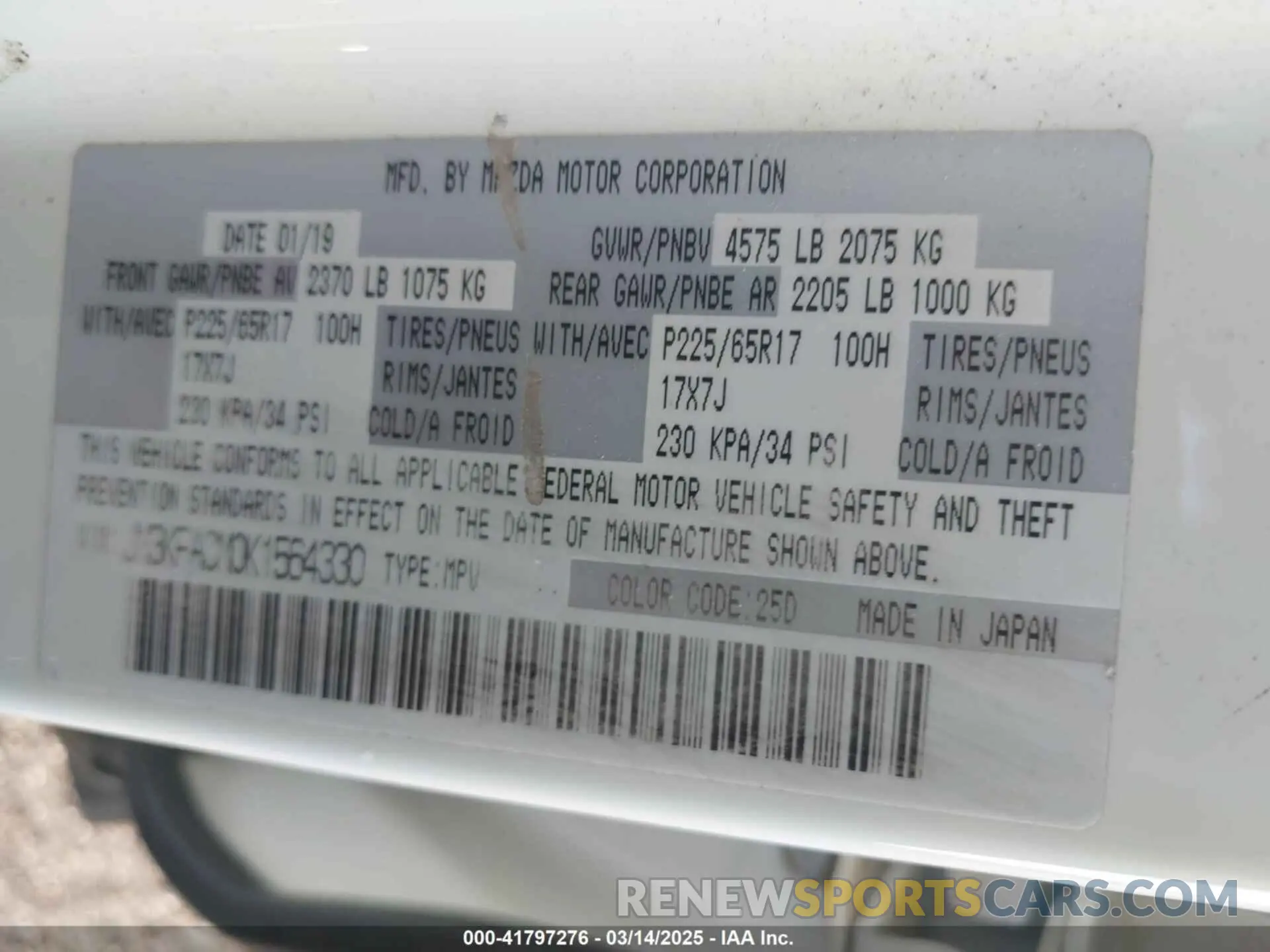 9 Photograph of a damaged car JM3KFACM0K1564330 MAZDA CX-5 2019