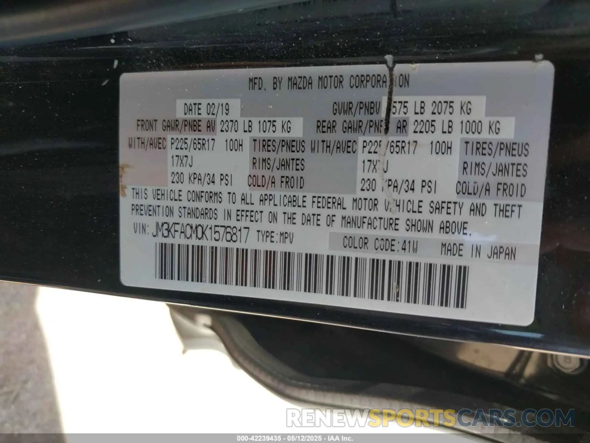 9 Photograph of a damaged car JM3KFACM0K1576817 MAZDA CX-5 2019