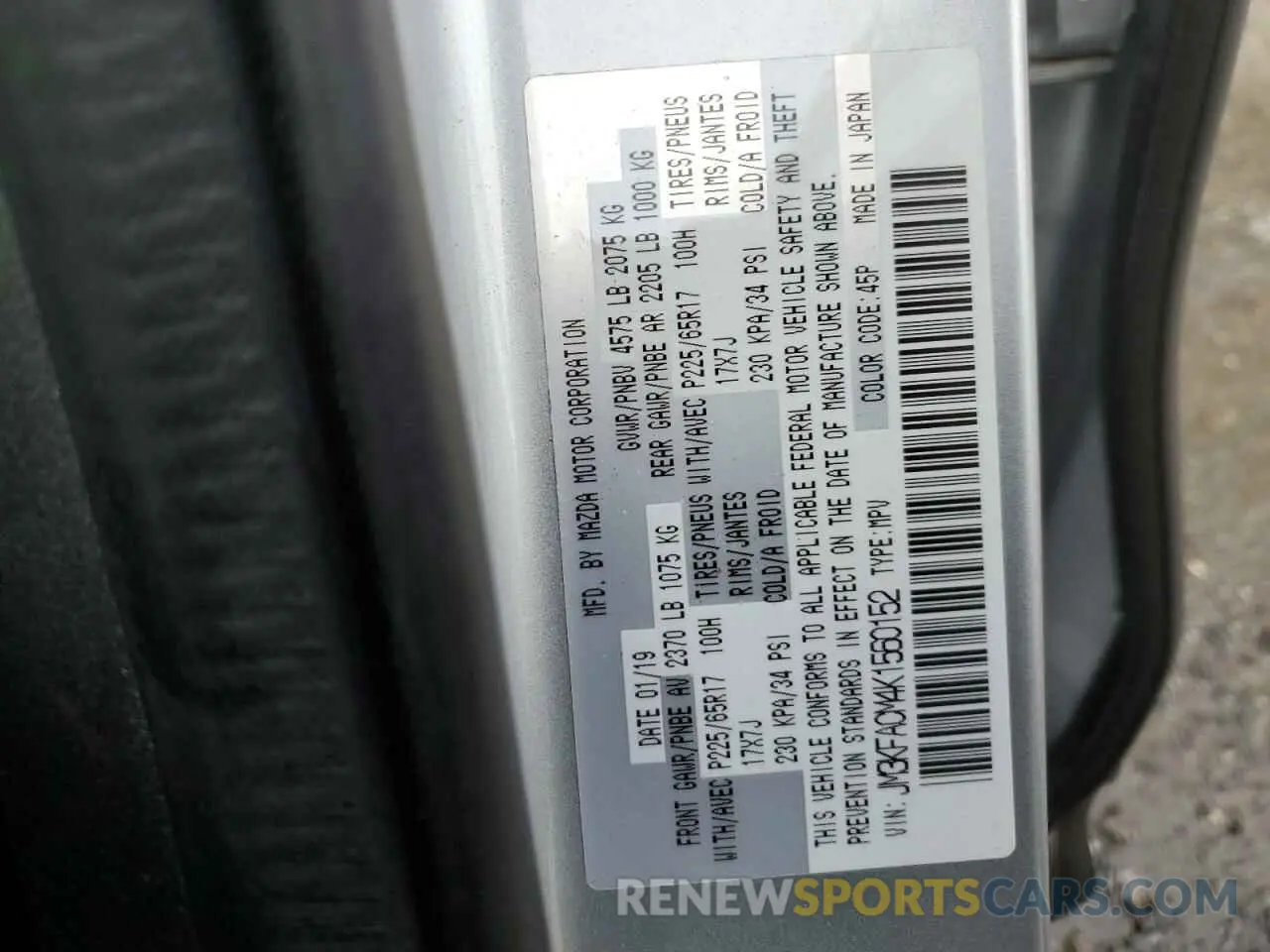13 Photograph of a damaged car JM3KFACM4K1560152 MAZDA CX-5 2019