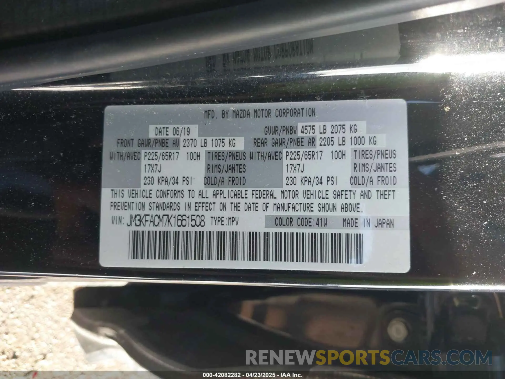 9 Photograph of a damaged car JM3KFACM7K1661508 MAZDA CX-5 2019