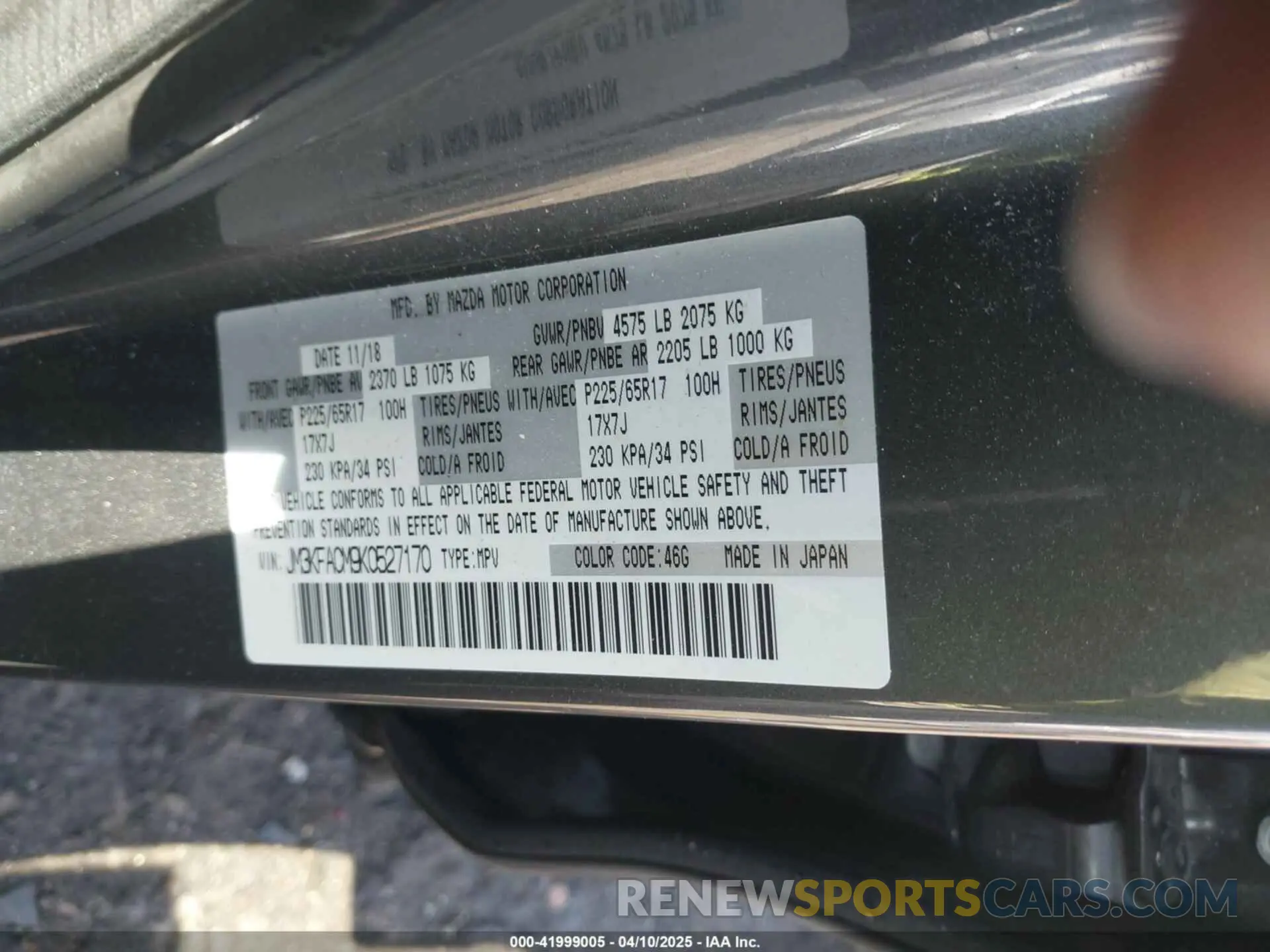 9 Photograph of a damaged car JM3KFACM9K0527170 MAZDA CX-5 2019