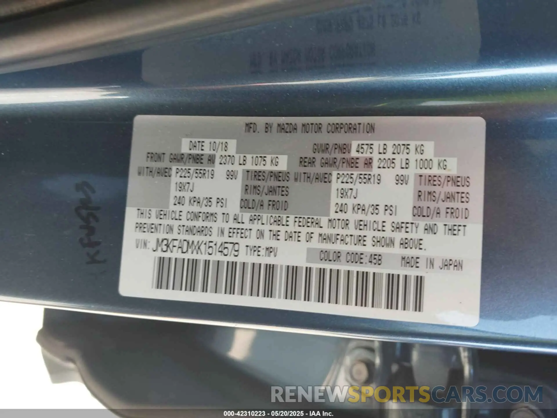 9 Photograph of a damaged car JM3KFADMXK1514579 MAZDA CX-5 2019