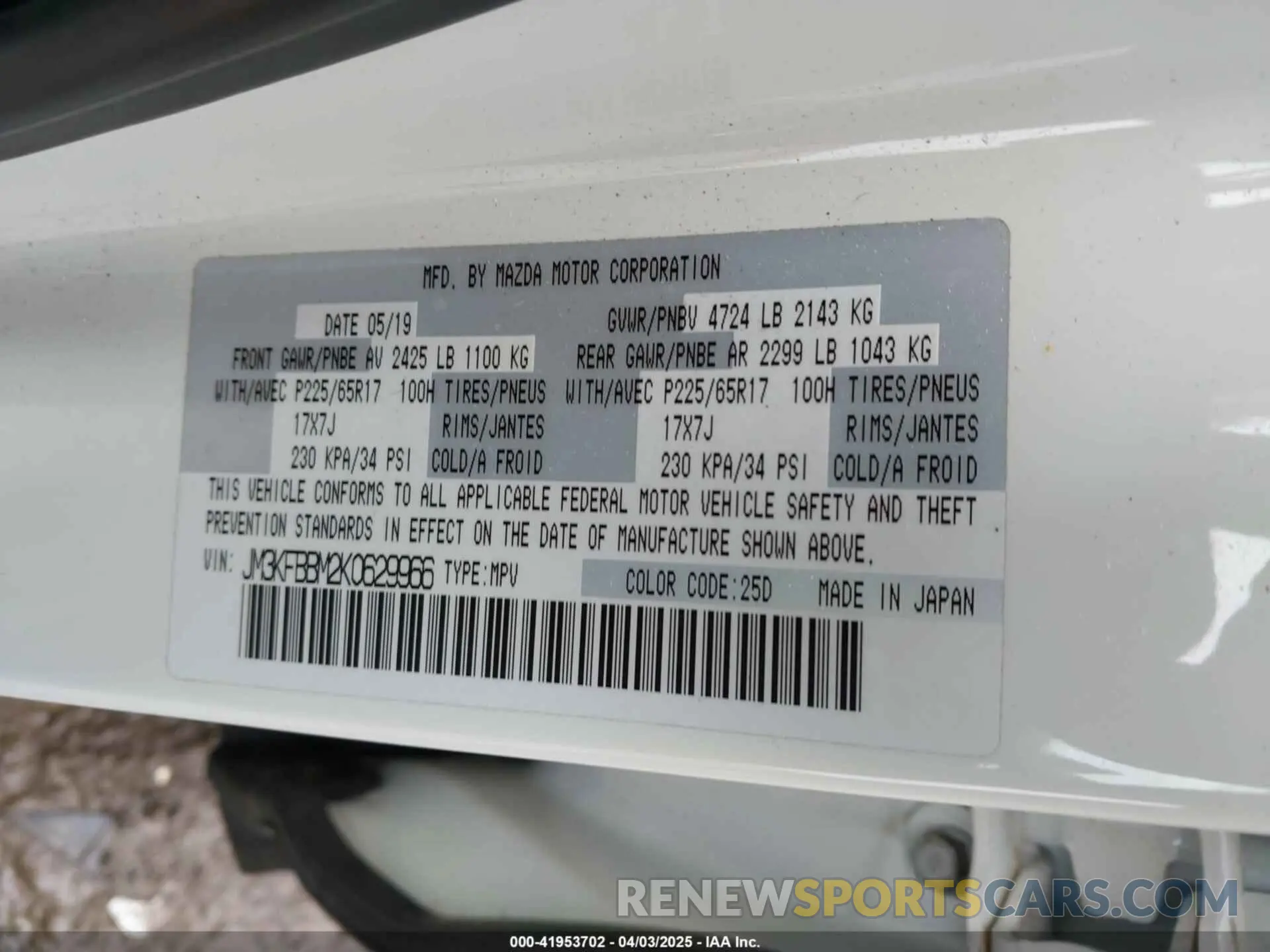 9 Photograph of a damaged car JM3KFBBM2K0629966 MAZDA CX-5 2019