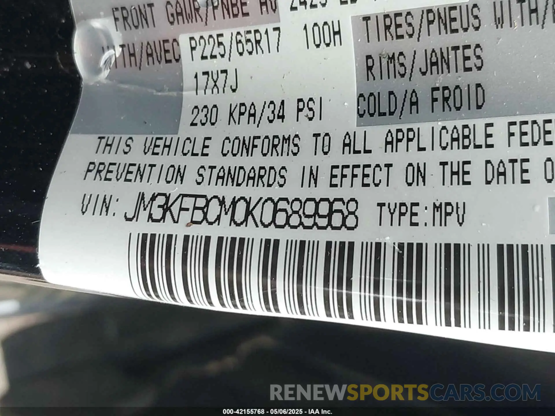 9 Photograph of a damaged car JM3KFBCM0K0689968 MAZDA CX-5 2019