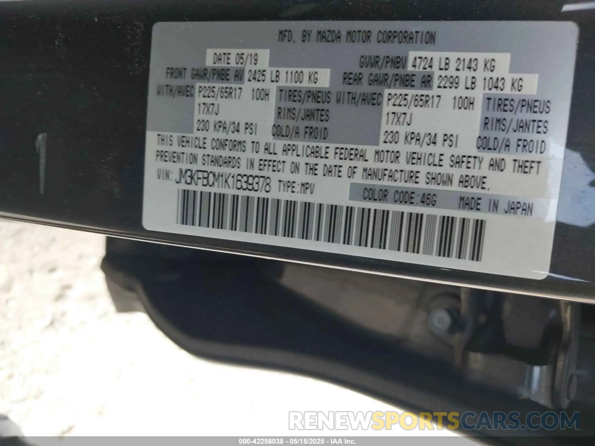 9 Photograph of a damaged car JM3KFBCM1K1639378 MAZDA CX-5 2019