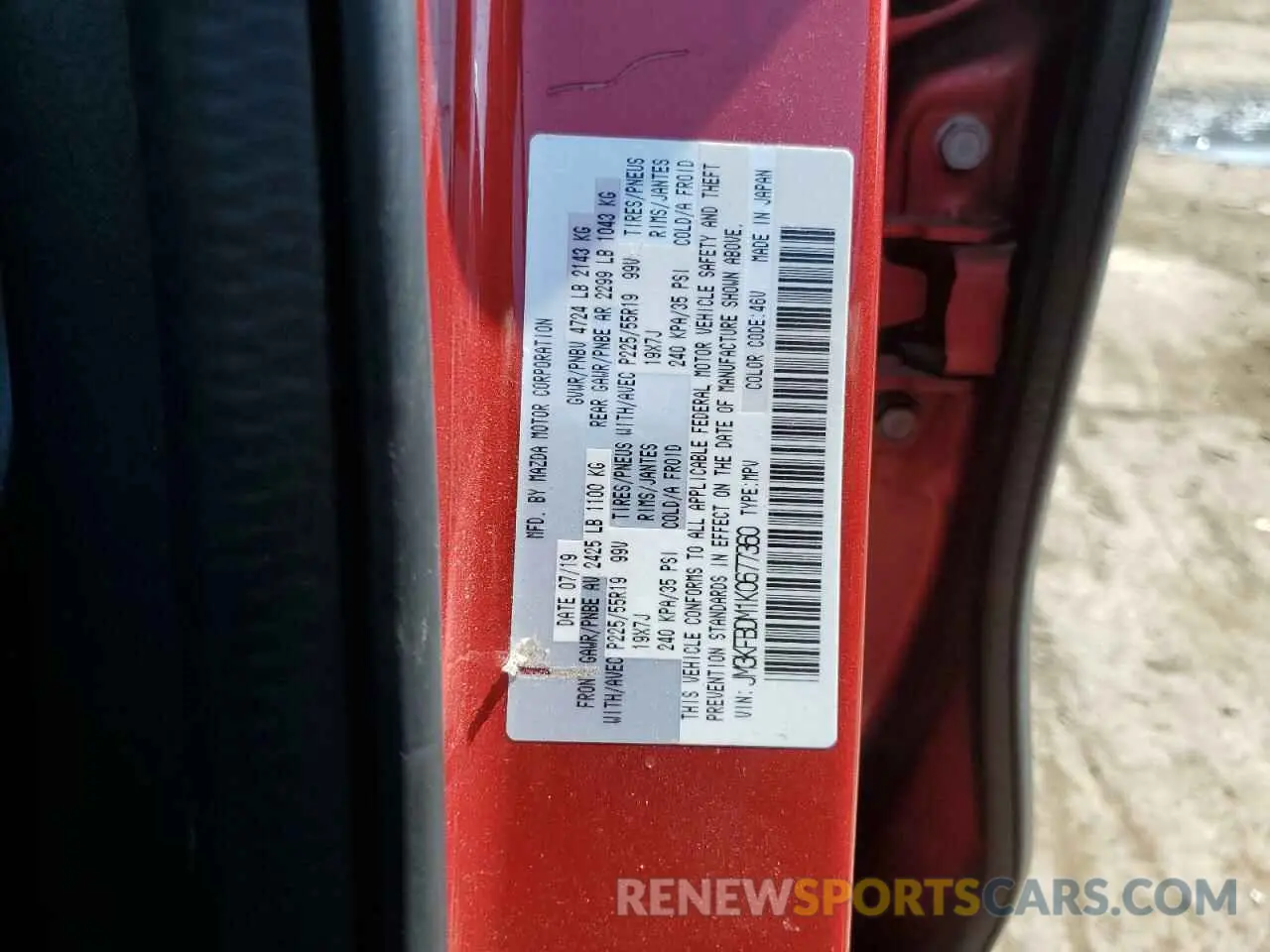 13 Photograph of a damaged car JM3KFBDM1K0677360 MAZDA CX-5 2019