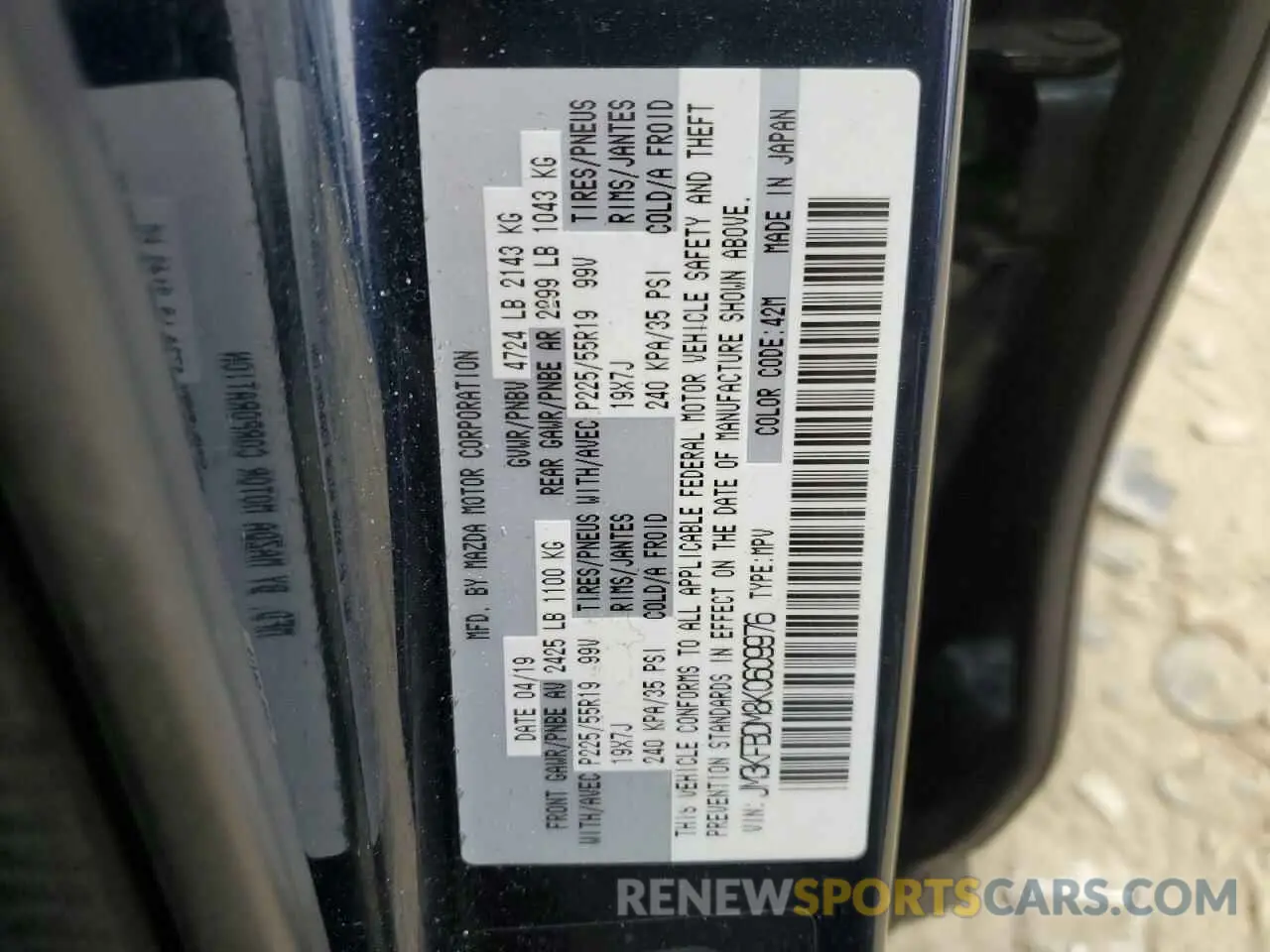 13 Photograph of a damaged car JM3KFBDM8K0609976 MAZDA CX-5 2019