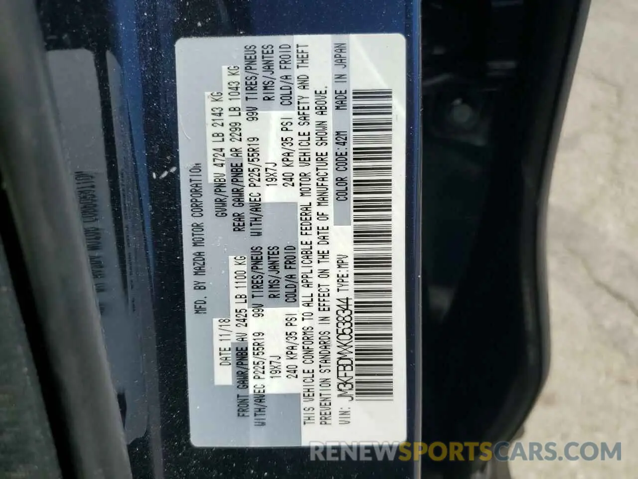 13 Photograph of a damaged car JM3KFBDMXK0538344 MAZDA CX-5 2019