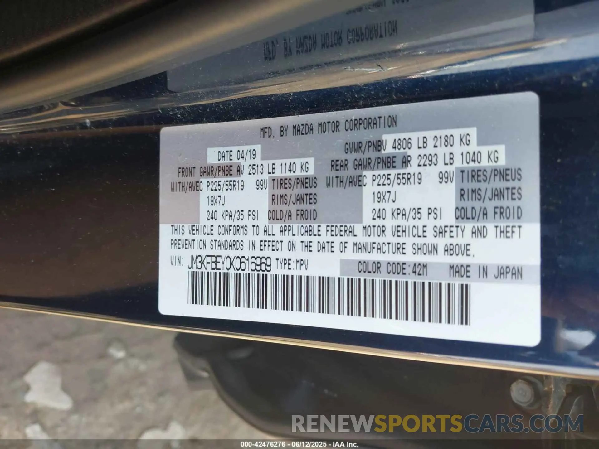 9 Photograph of a damaged car JM3KFBEY0K0616969 MAZDA CX-5 2019