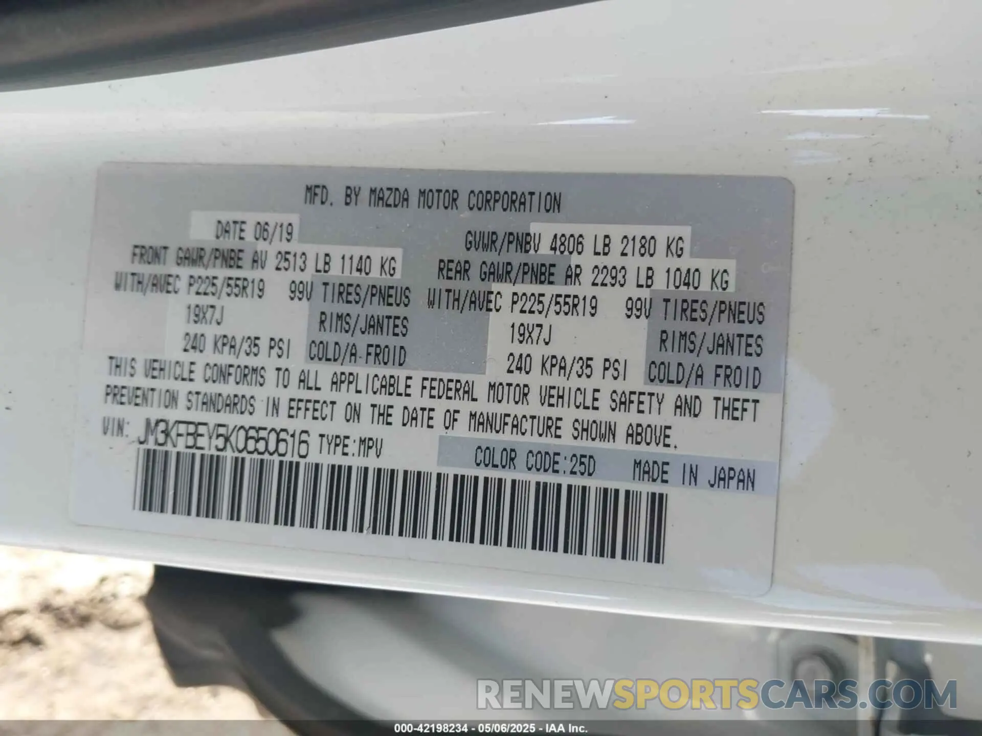 9 Photograph of a damaged car JM3KFBEY5K0650616 MAZDA CX-5 2019