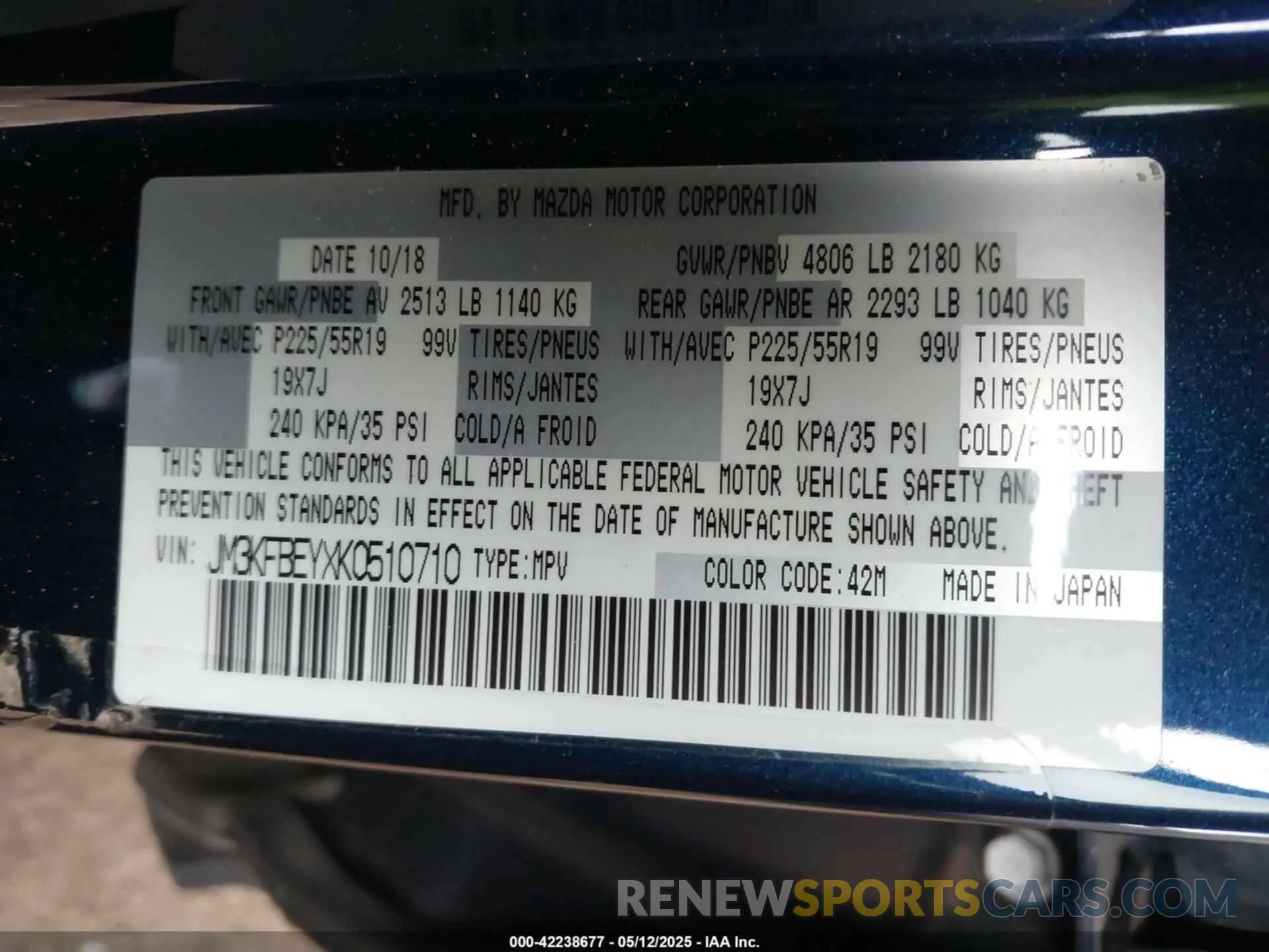 9 Photograph of a damaged car JM3KFBEYXK0510710 MAZDA CX-5 2019
