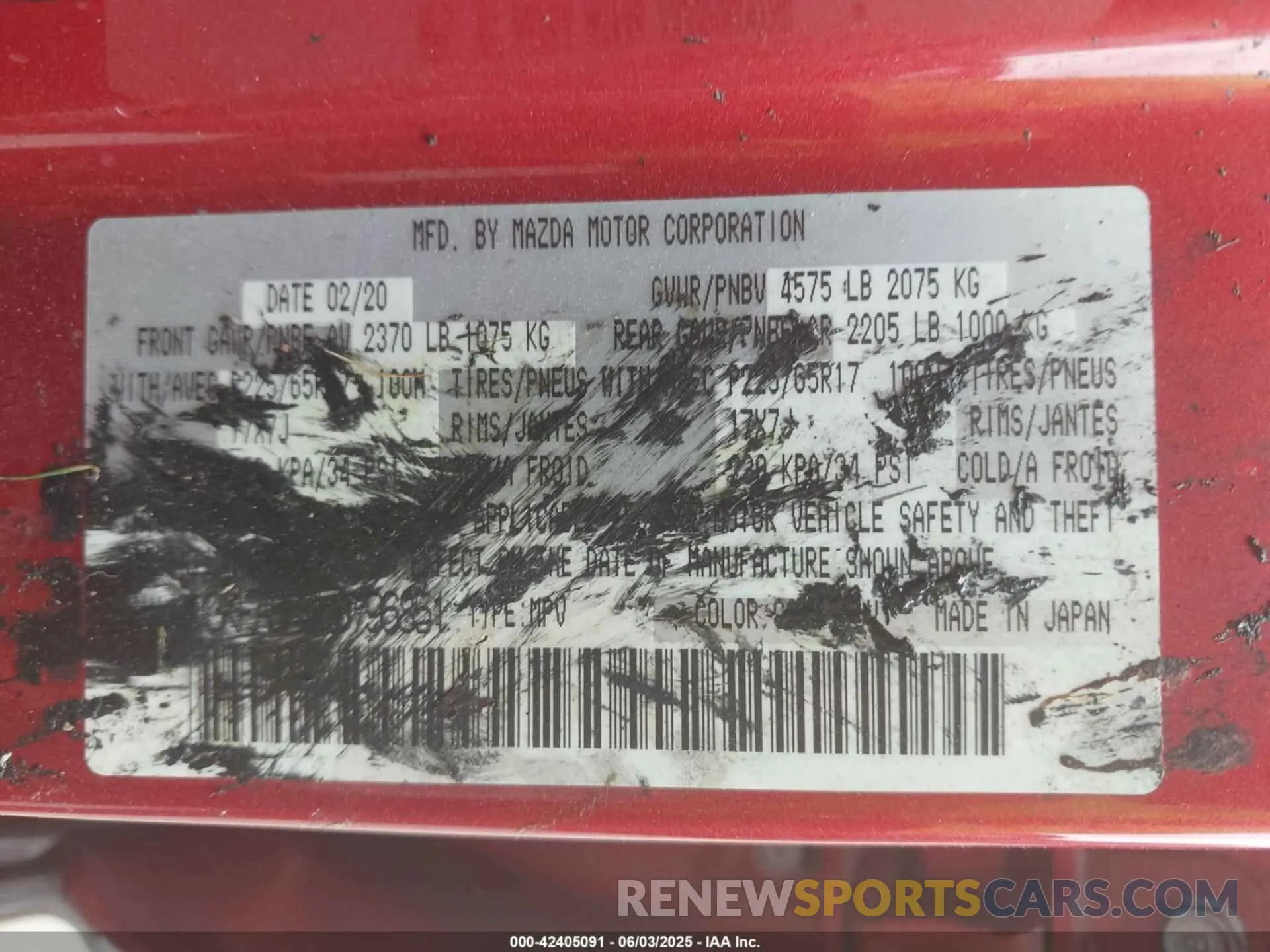 9 Photograph of a damaged car JM3KFABM3L0796851 MAZDA CX-5 2020