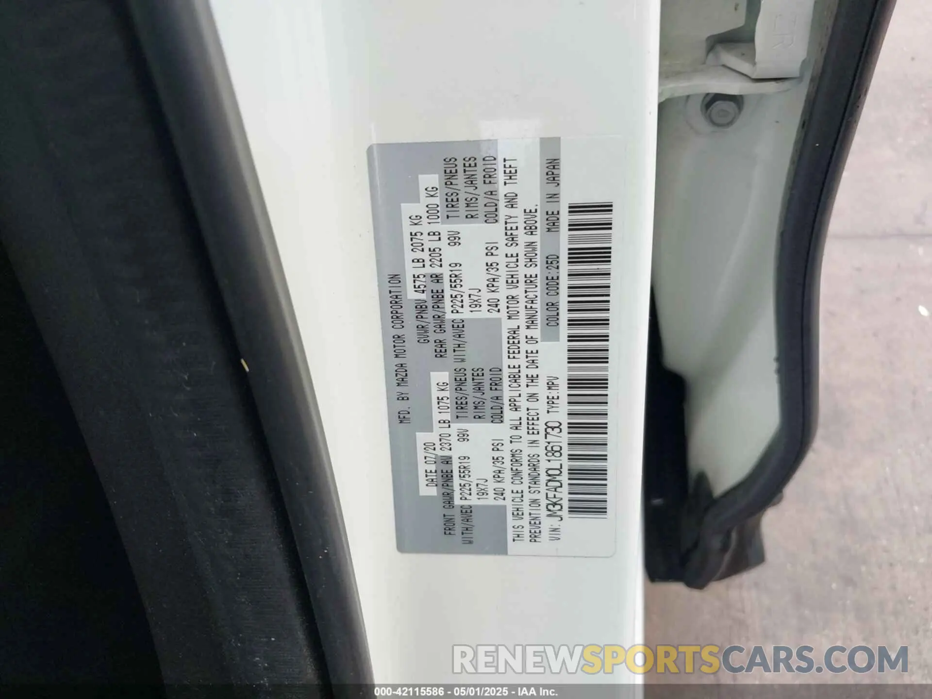 9 Photograph of a damaged car JM3KFADM0L1861730 MAZDA CX-5 2020