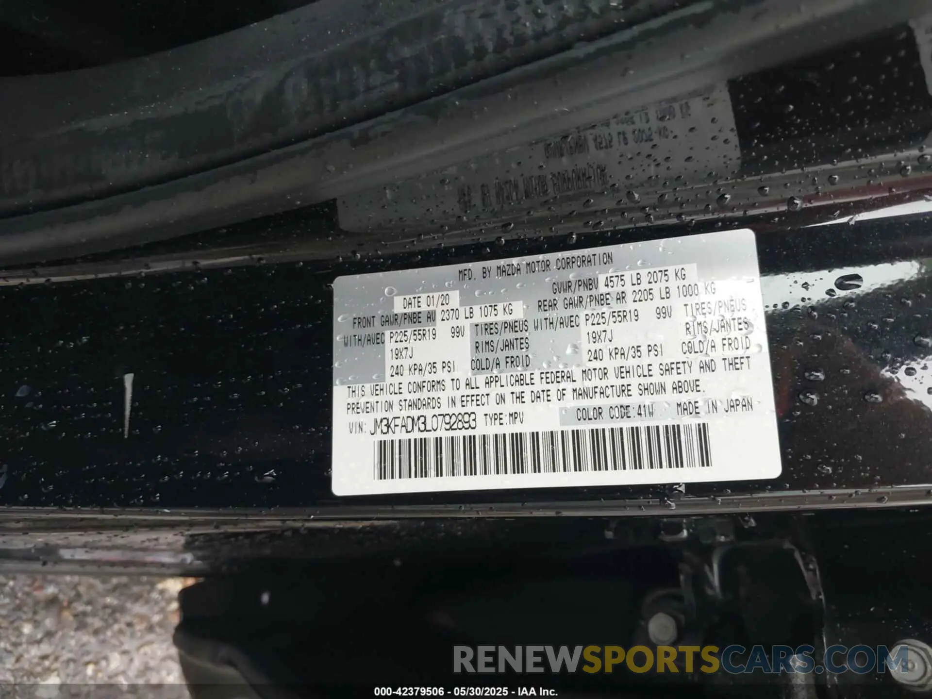 9 Photograph of a damaged car JM3KFADM3L0792893 MAZDA CX-5 2020