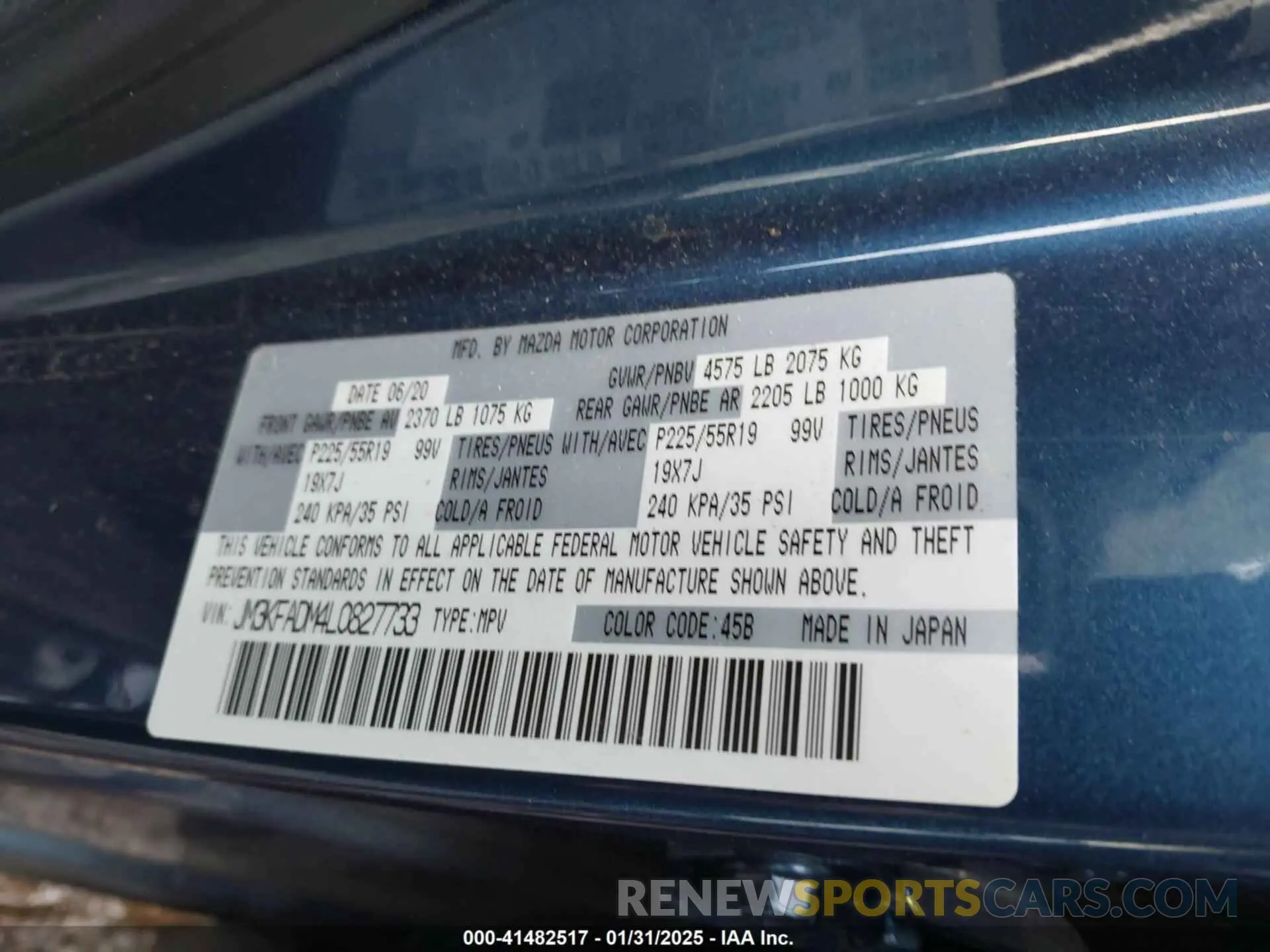 9 Photograph of a damaged car JM3KFADM4L0827733 MAZDA CX-5 2020