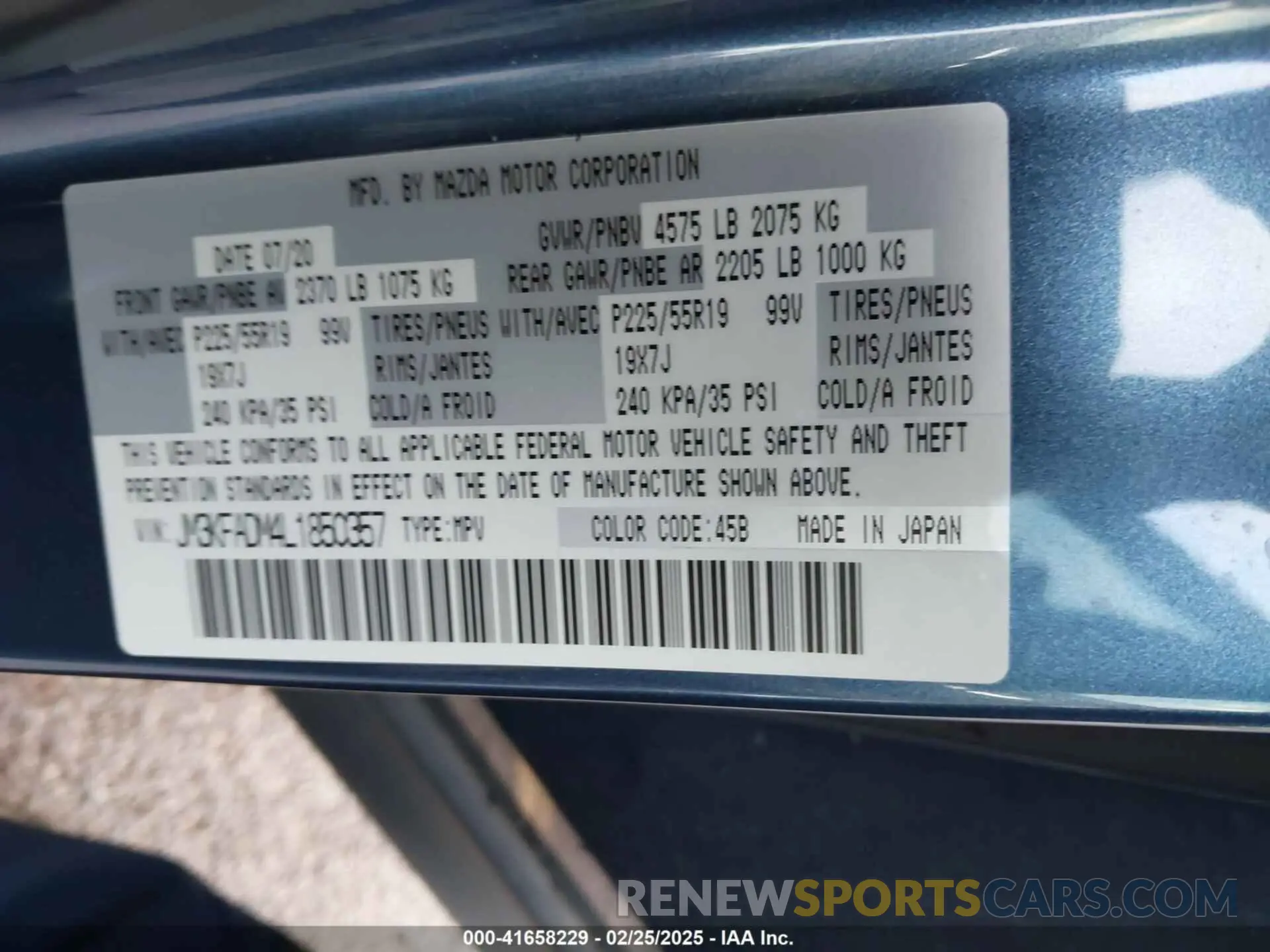 9 Photograph of a damaged car JM3KFADM4L1850357 MAZDA CX-5 2020