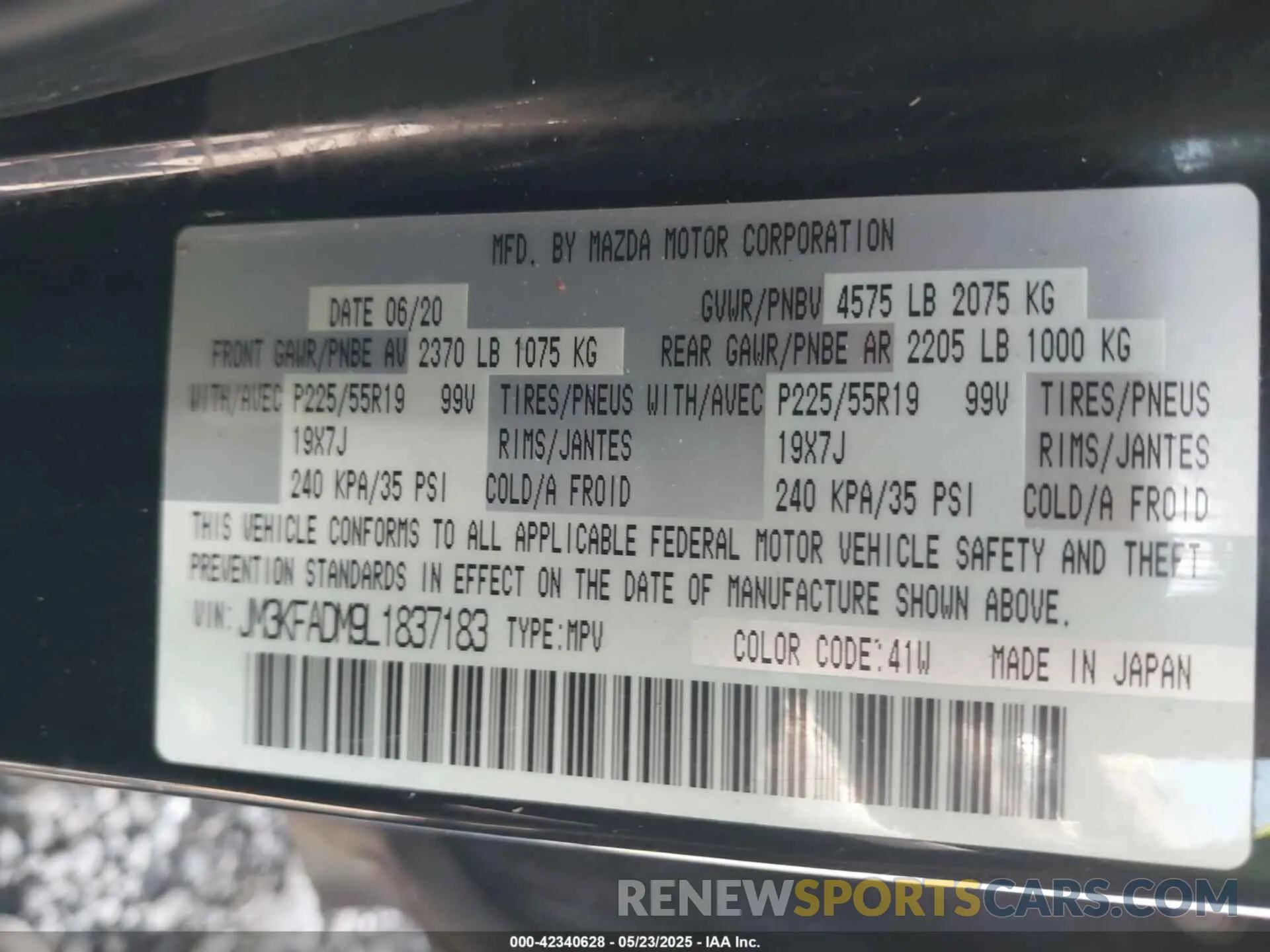 9 Photograph of a damaged car JM3KFADM9L1837183 MAZDA CX-5 2020