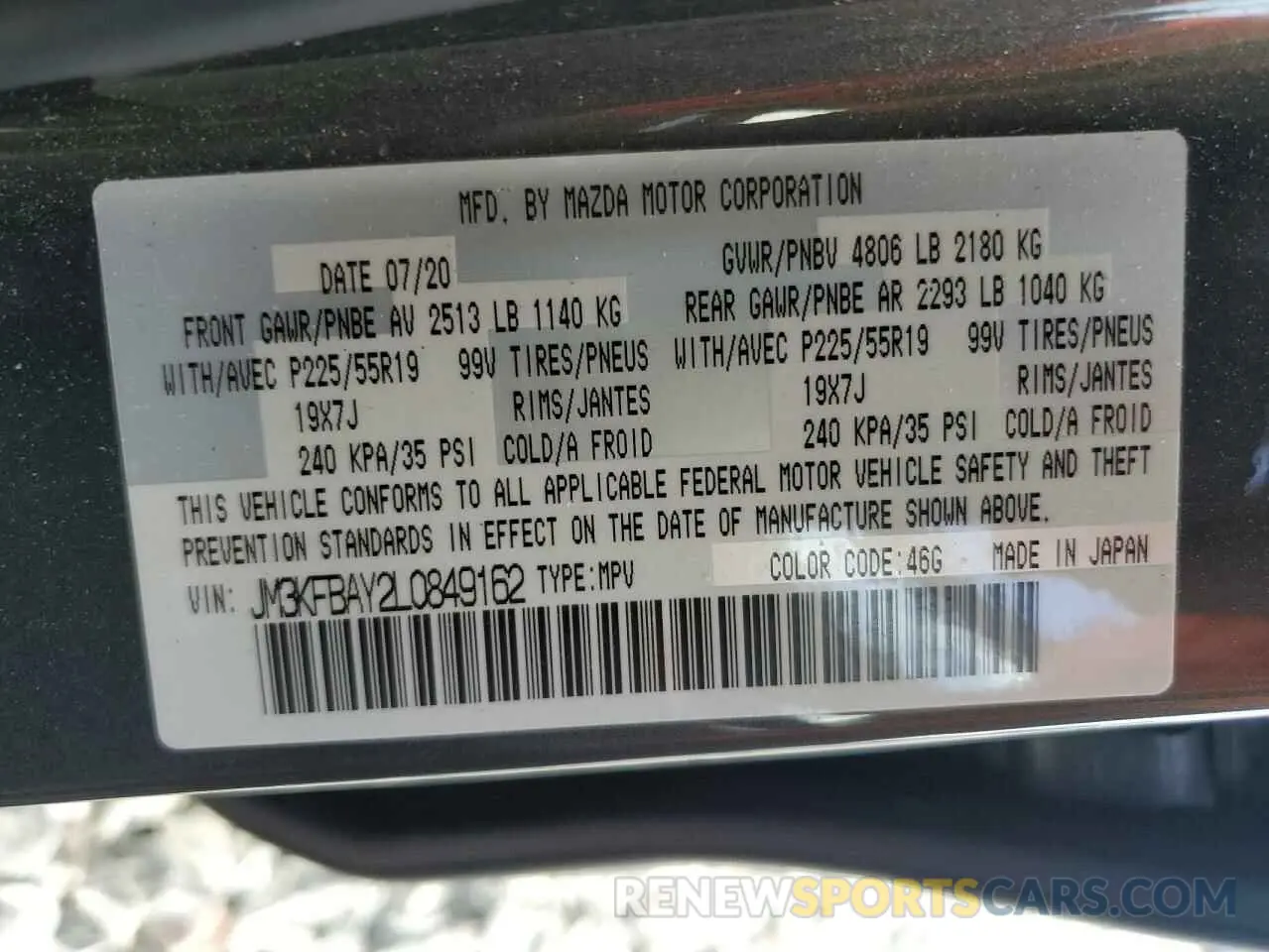 14 Photograph of a damaged car JM3KFBAY2L0849162 MAZDA CX-5 2020
