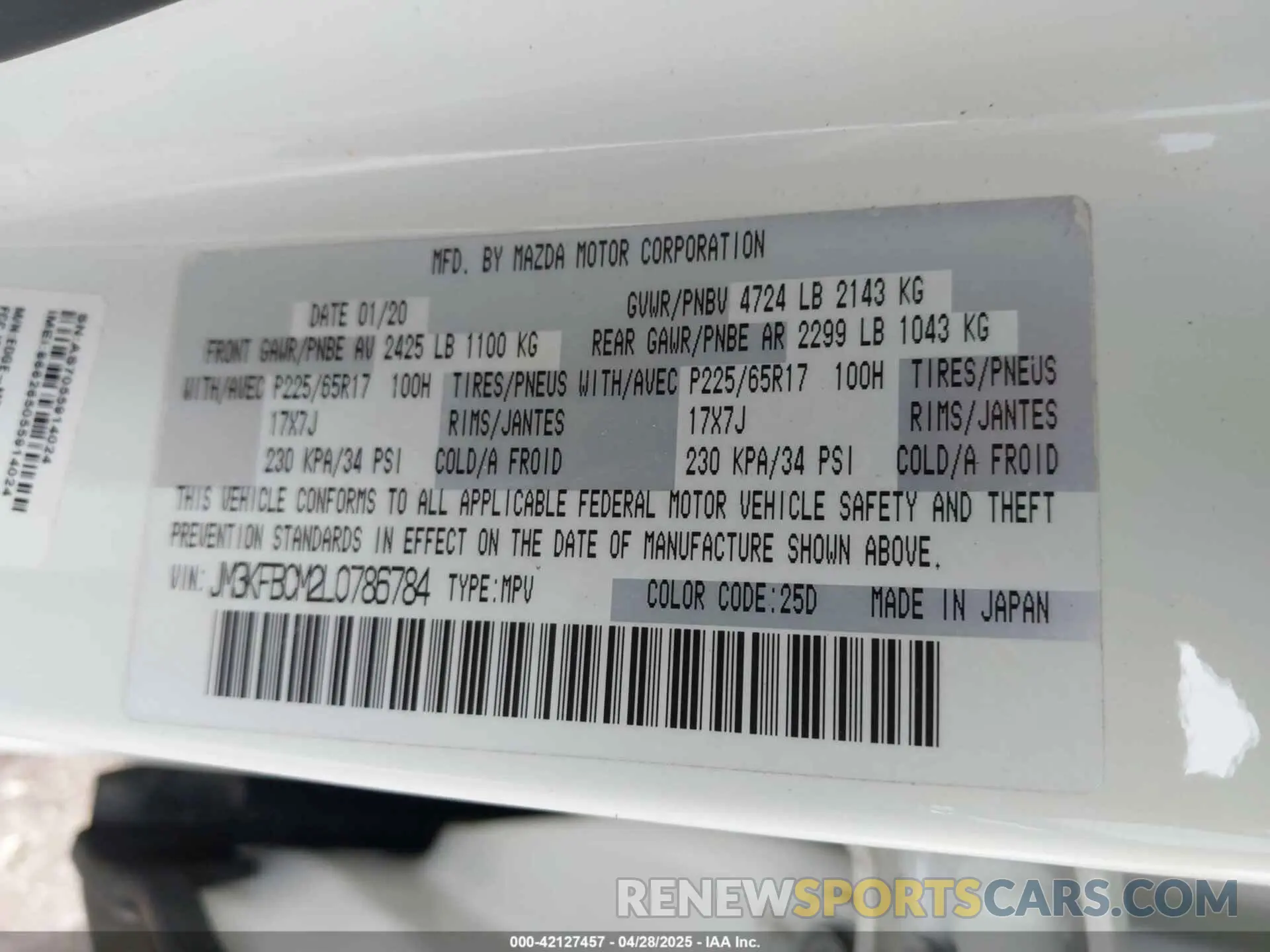 9 Photograph of a damaged car JM3KFBCM2L0786784 MAZDA CX-5 2020