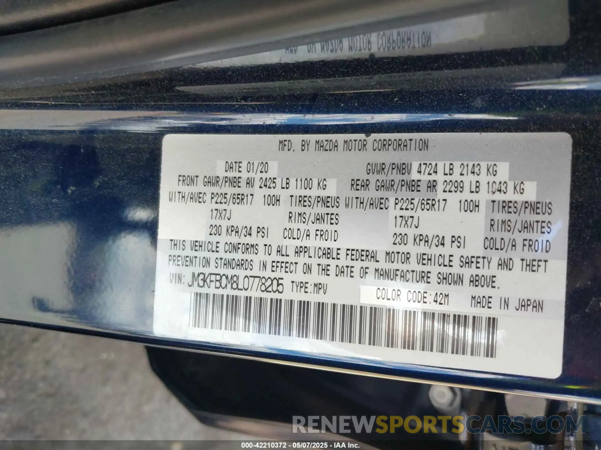 9 Photograph of a damaged car JM3KFBCM8L0778205 MAZDA CX-5 2020
